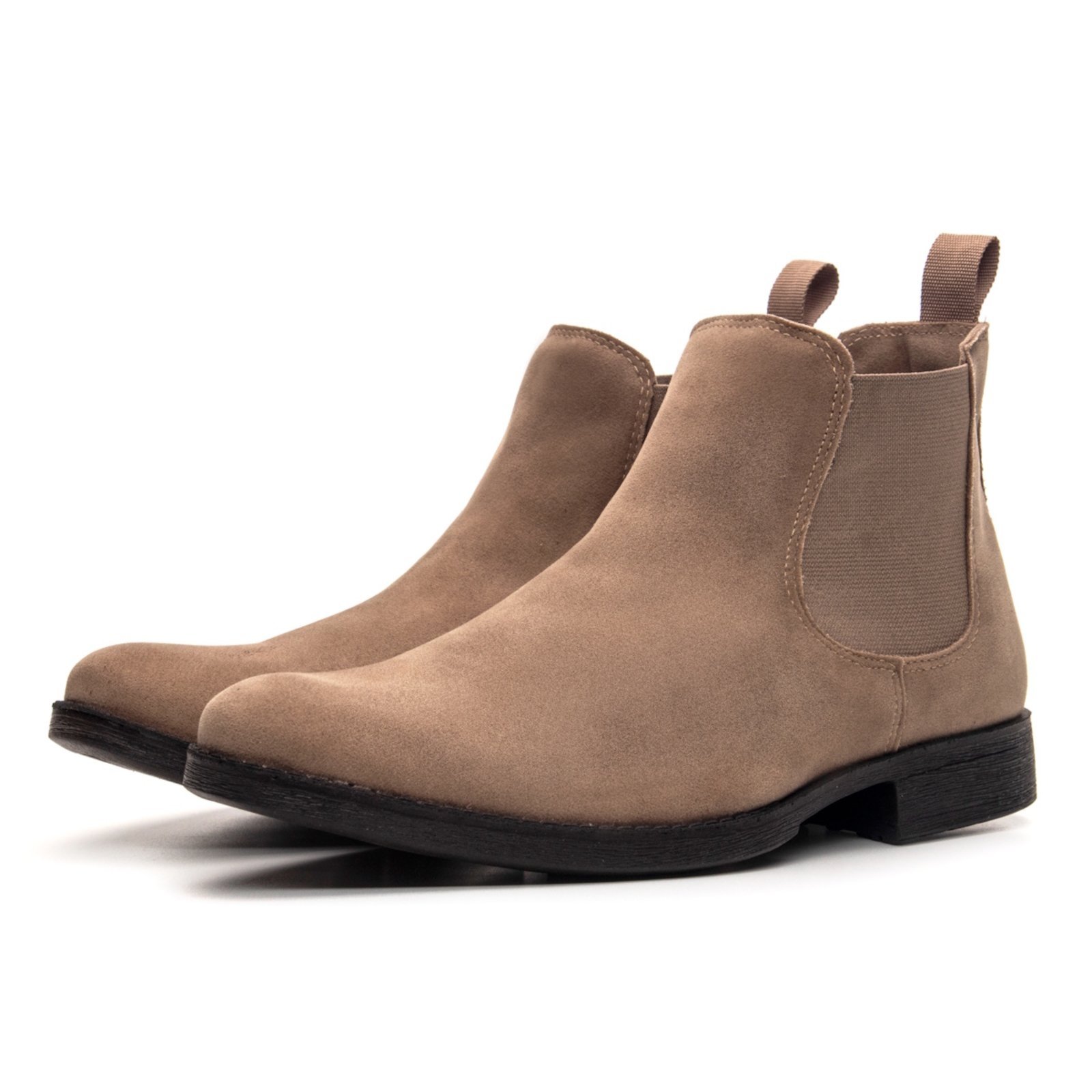 Bota Botina Chelsea Masculina Confortável em Camurça Areia