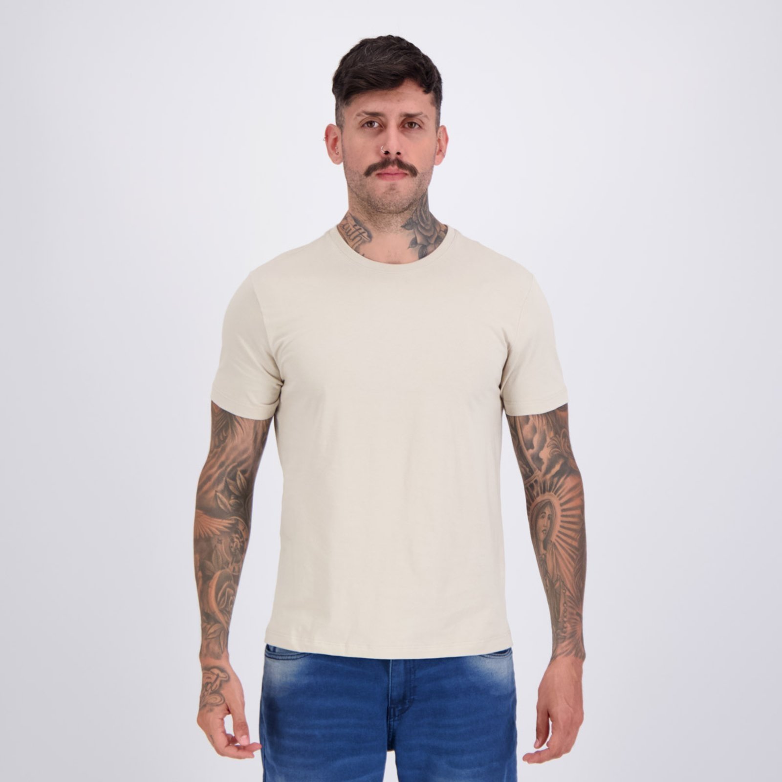 Camiseta Aramis Basica Linho Bege