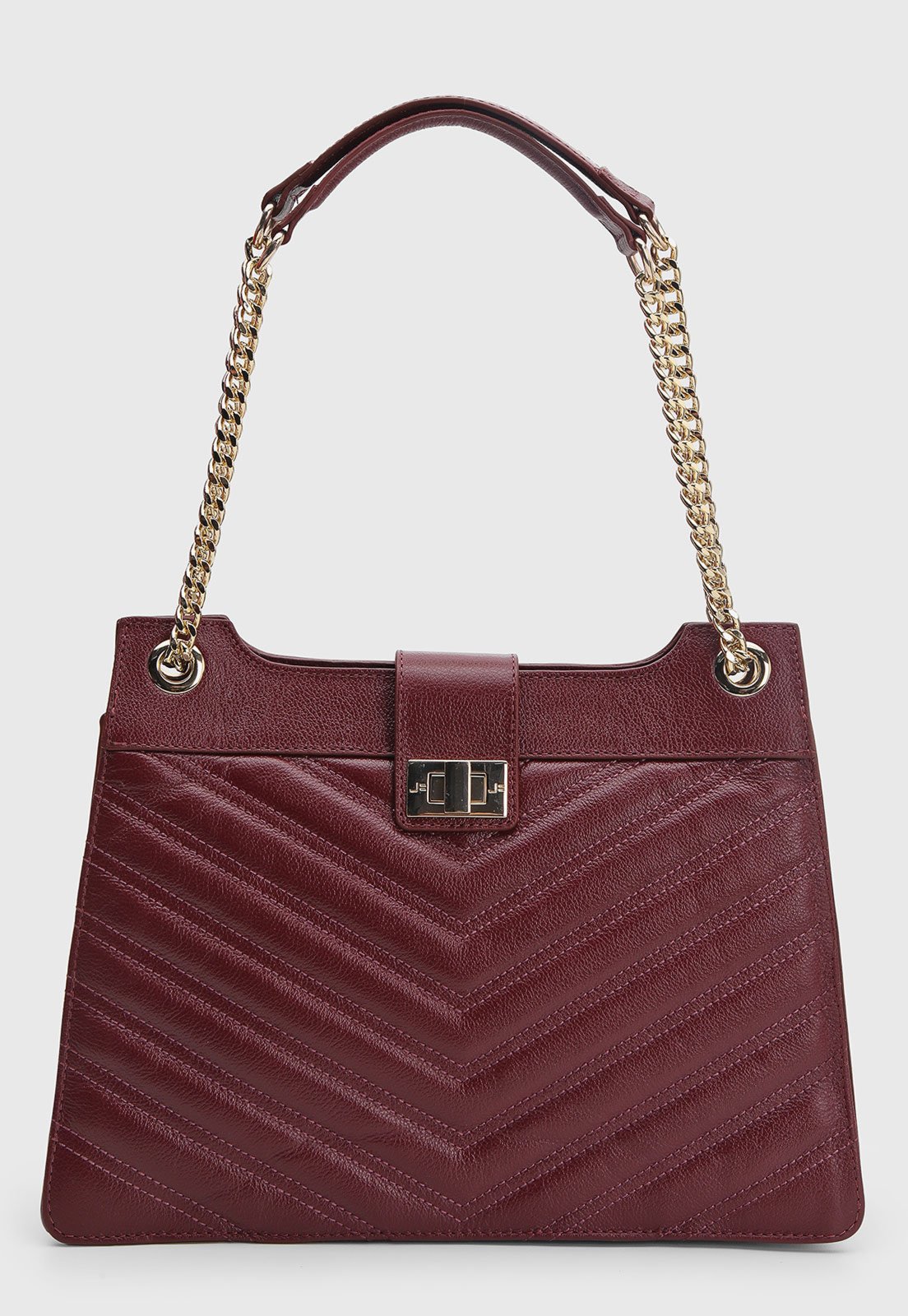 Bolsa Feminina Jorge Bischoff Matelassada Chevron Vinho