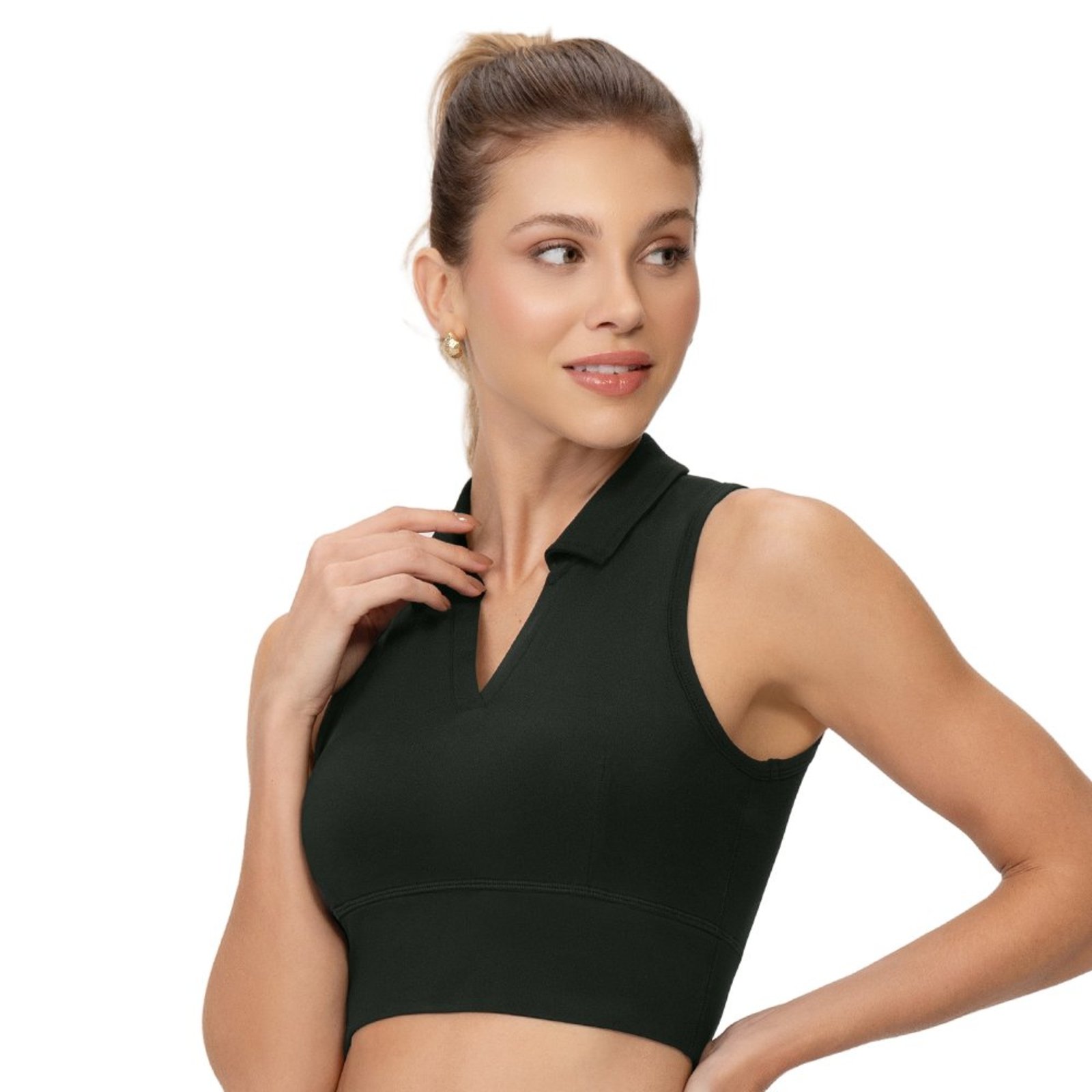 Top Fitness Gola Polo com Bojo Removível Preto