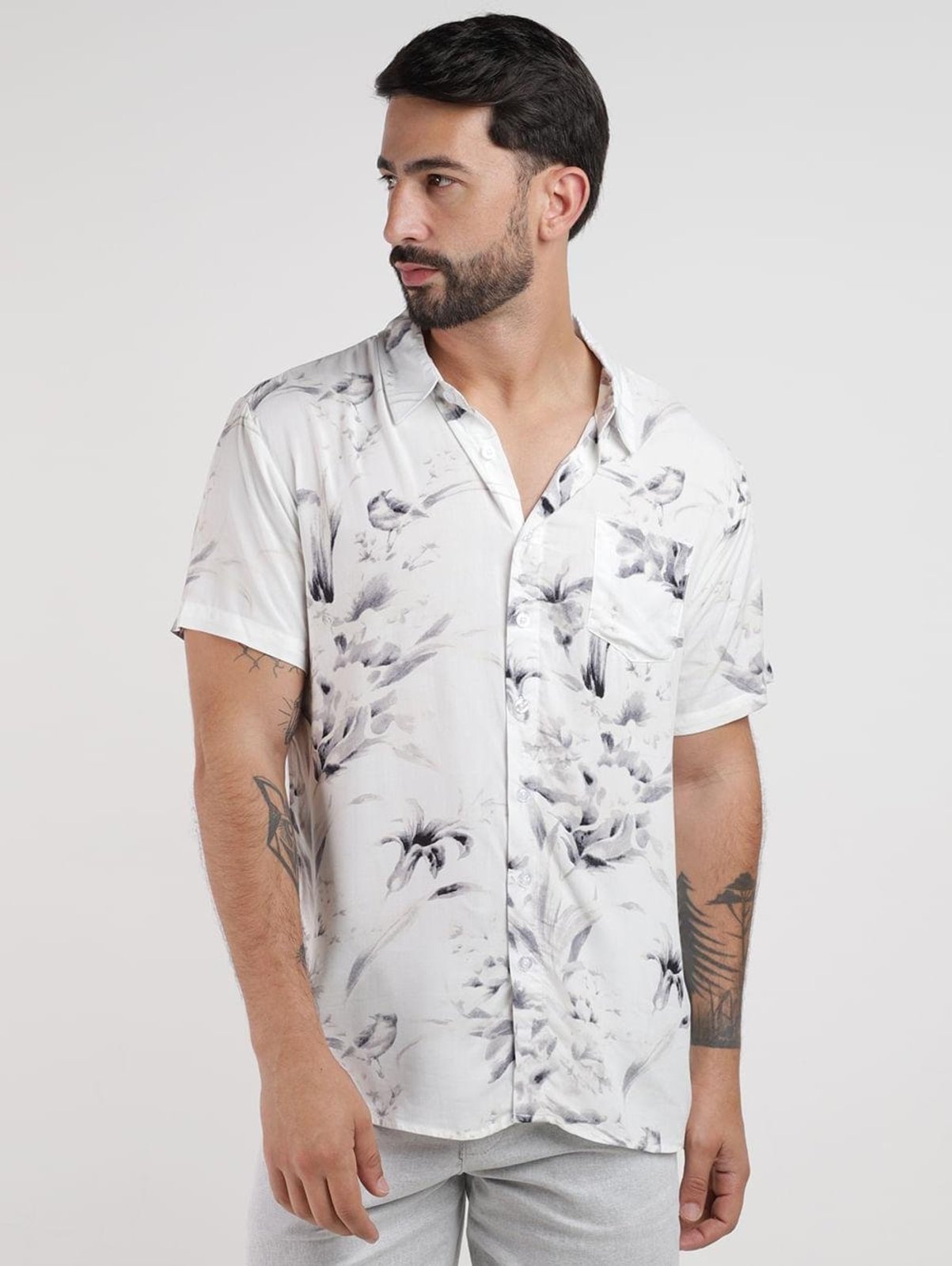 Camisa Estampada Masculina BEGE