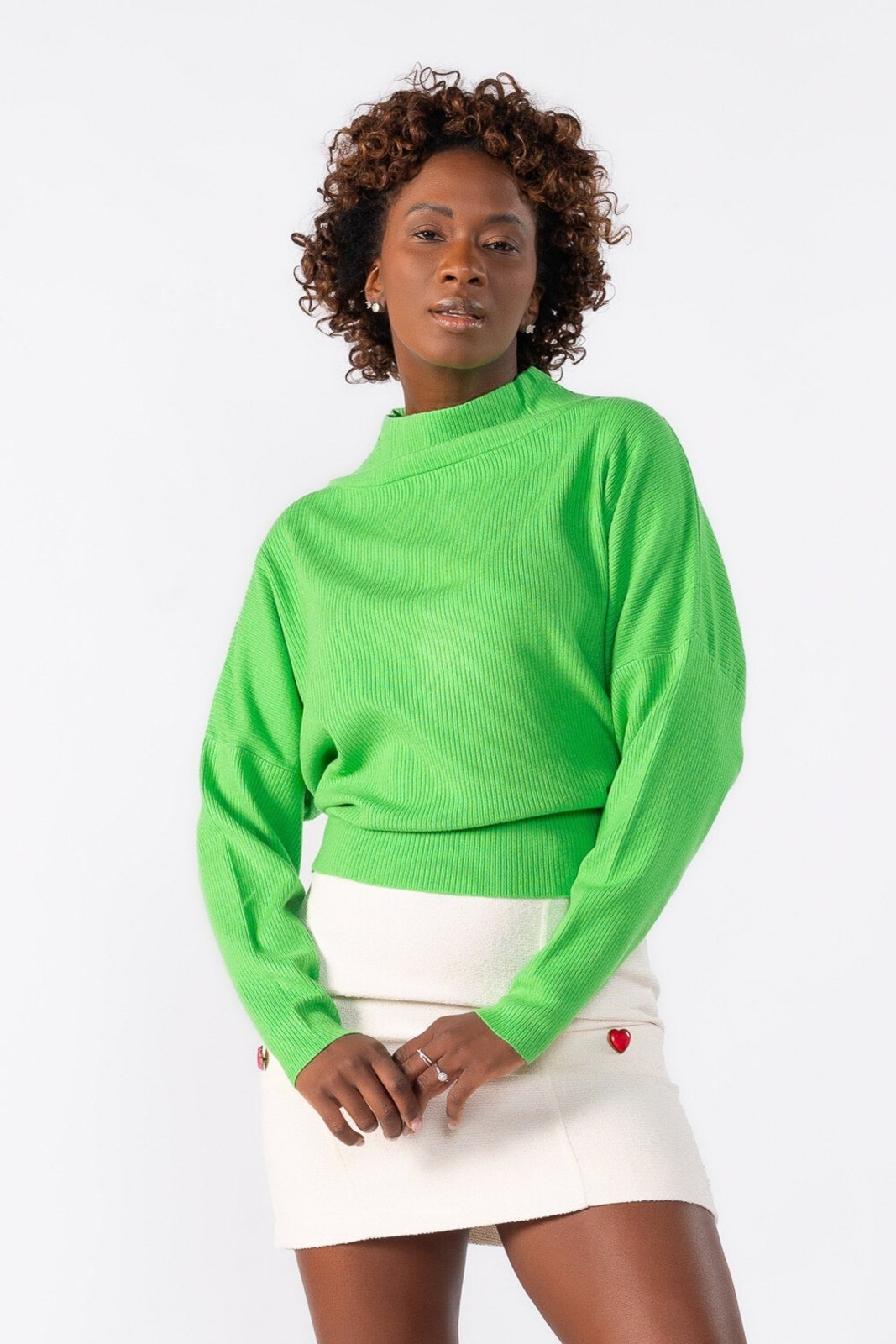 Blusa Lamis gola alta manga morcego Verde