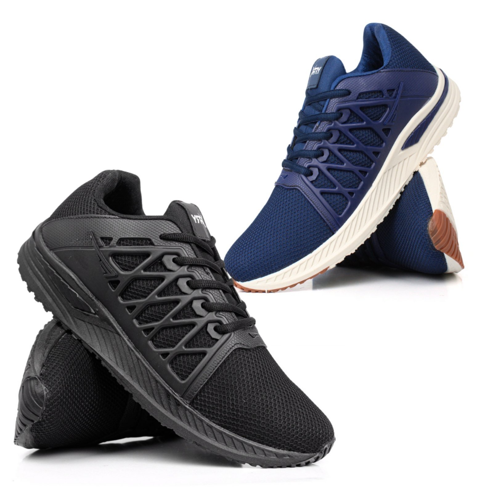 Kit Tênis De Corrida Masculino Sapatofran Academia Running Confortável Azul e Preto