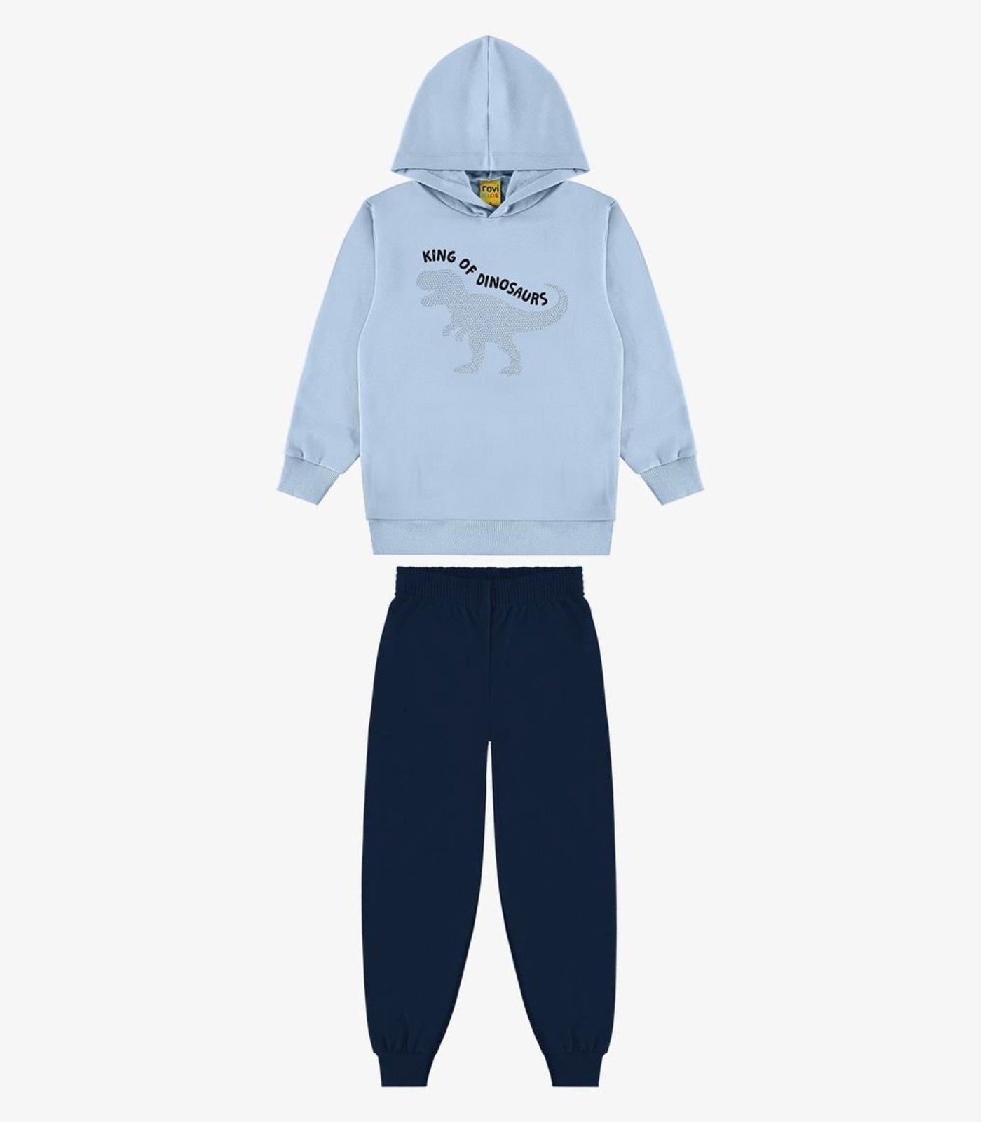 Infantil - Conjunto Blusão com Capuz Calça Moletom Rovi Azul