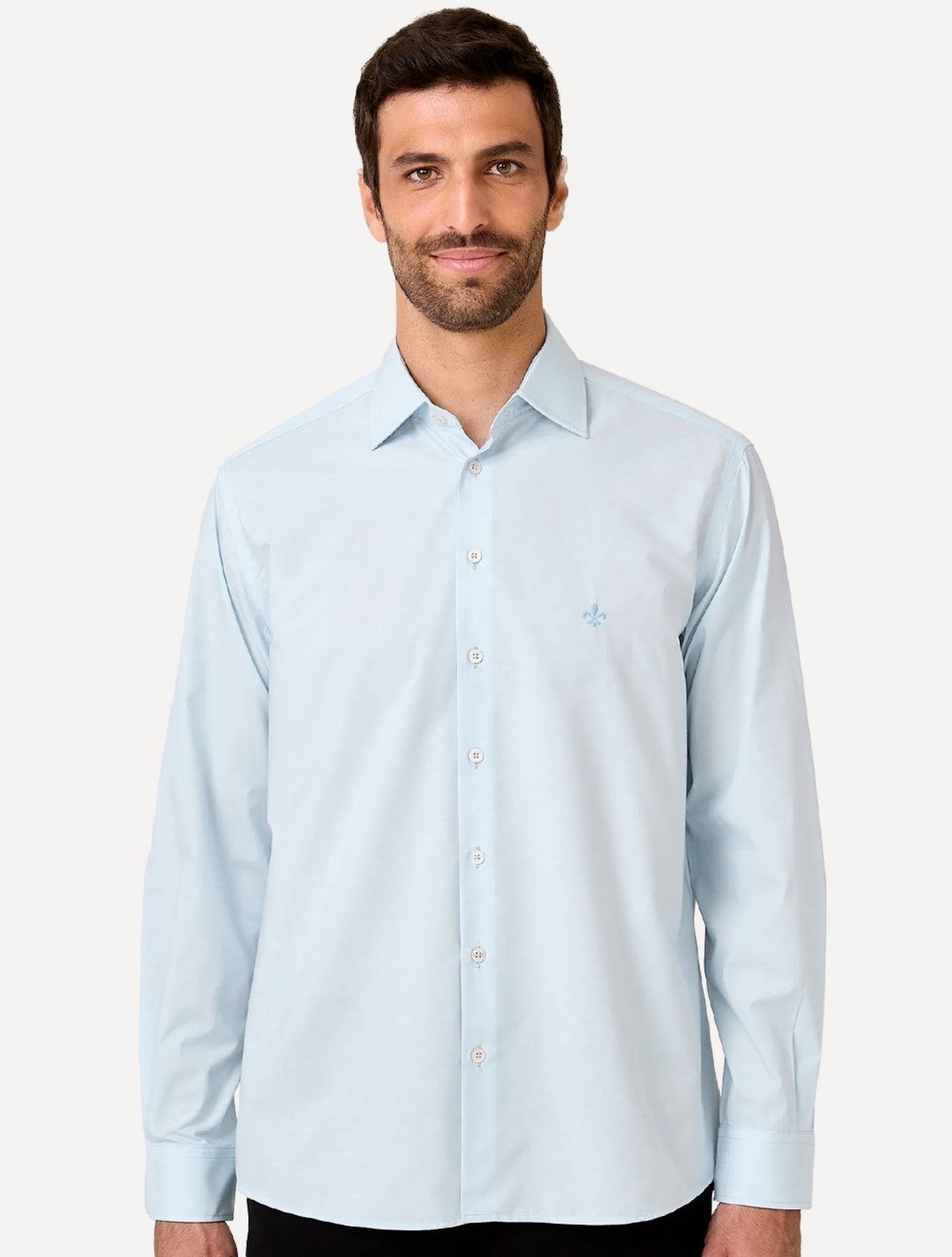 Camisa Dudalina Masculina Comfort Superfine Cotton Mono Logo Azul Claro