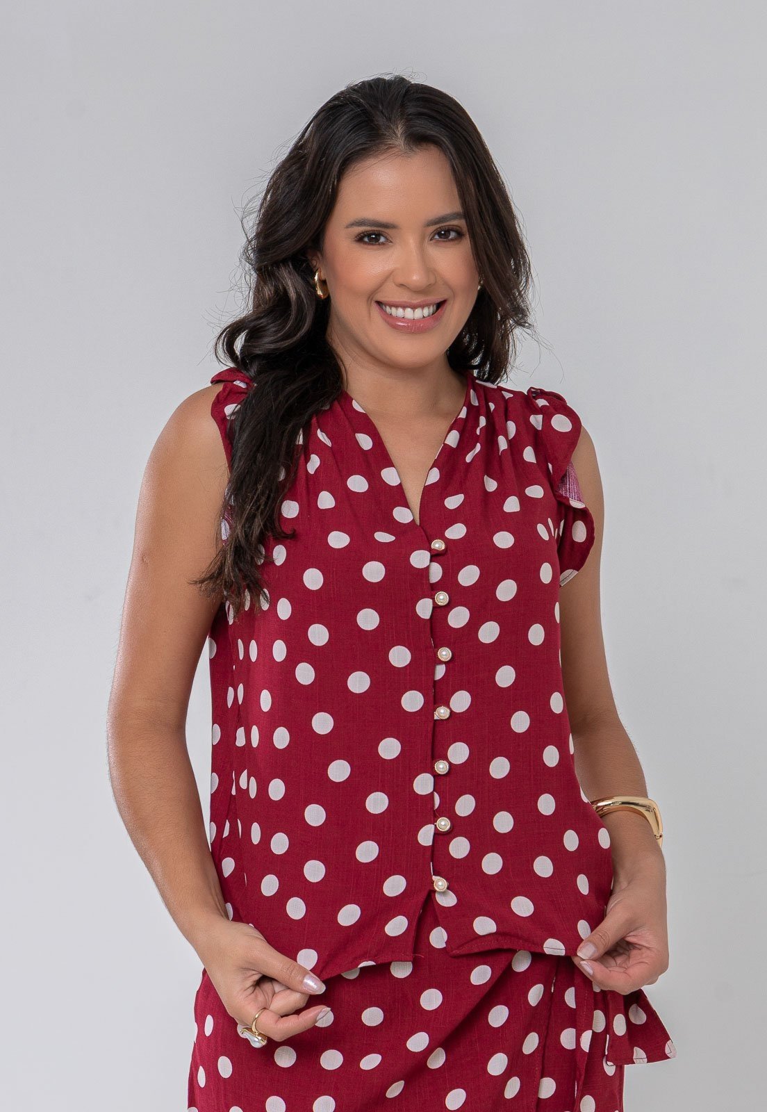 Camisa Aura Malu Bolas Vinho