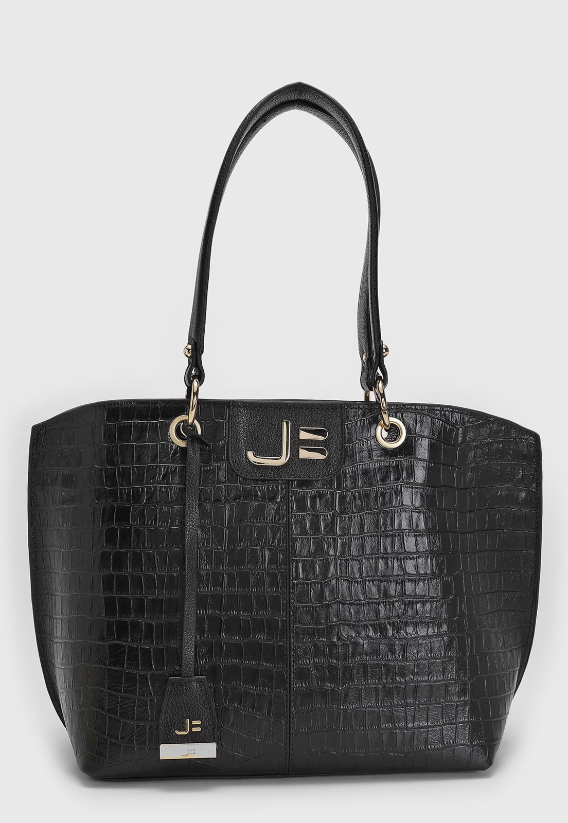 Bolsa Feminina Jorge Bischoff Croco Preta