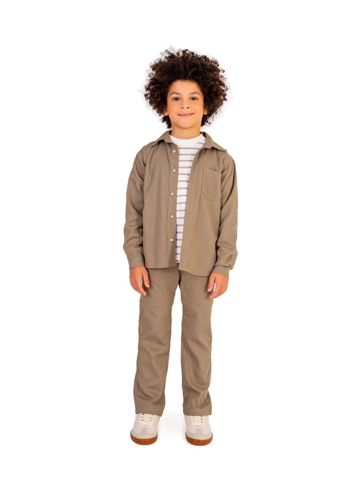 Infantil - Conjunto 3 Peças Calça Sarja Bege Menino Vigat 10 Bege