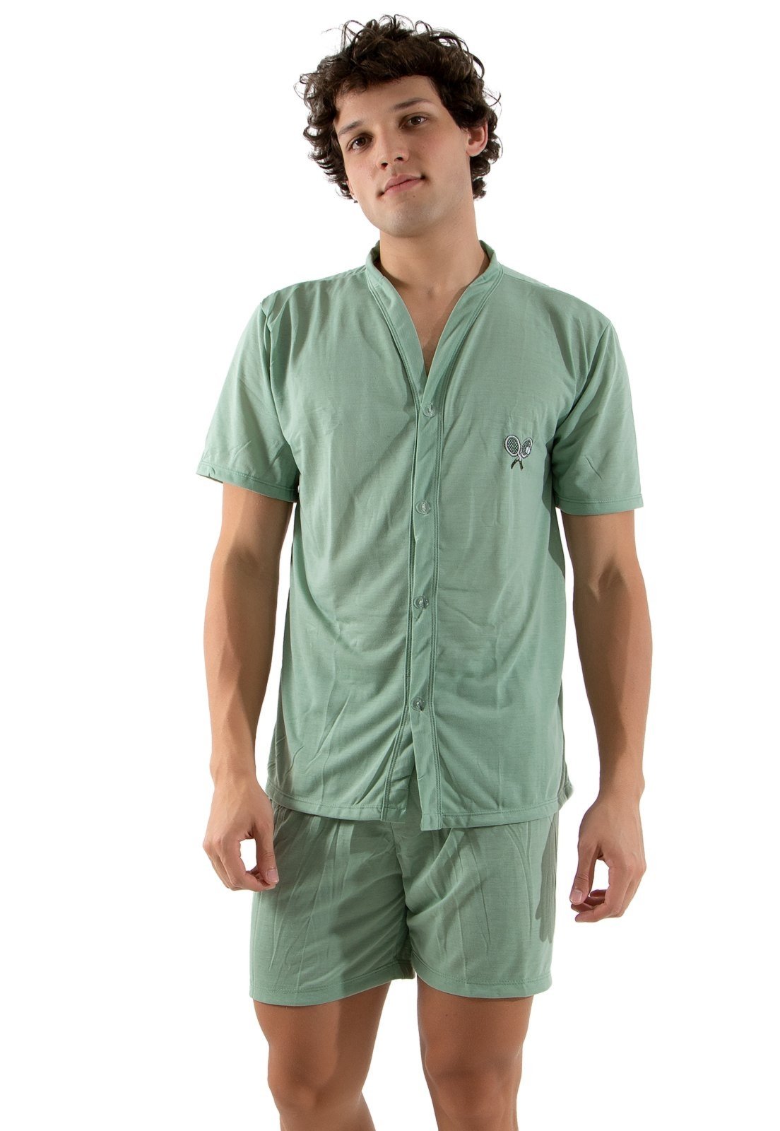 Pijama Linha Noite de Botão Verde