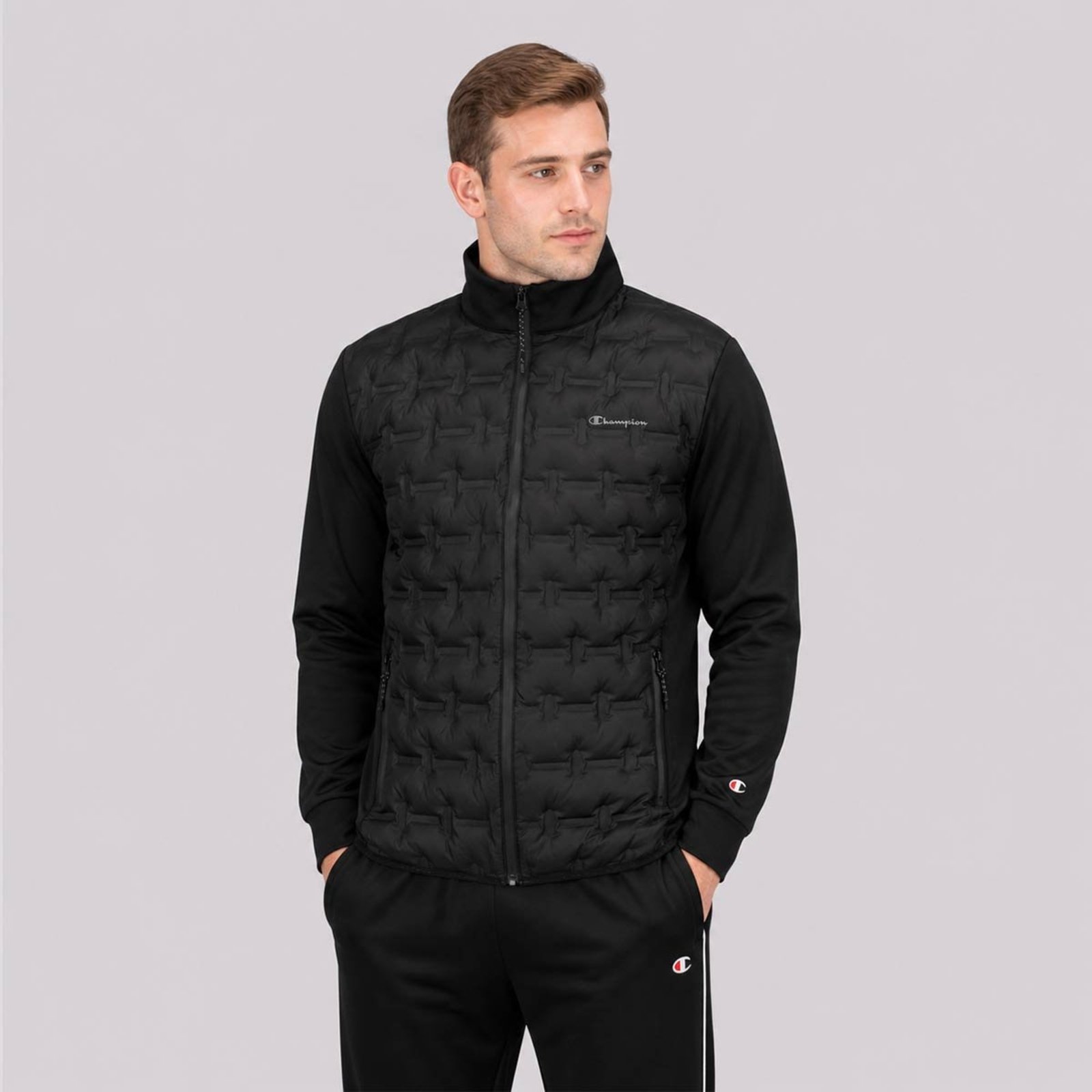 Jaqueta Champion Quilted Logo Preto