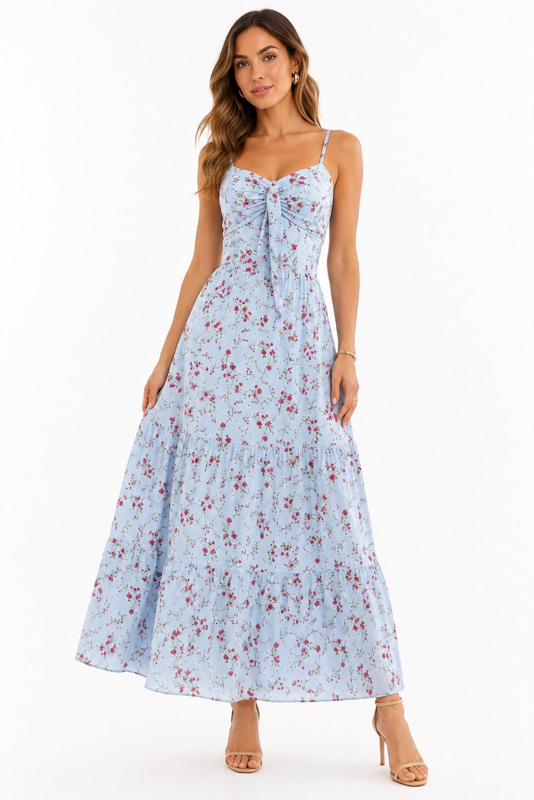 Vestido Midi D Bell Outlet Fashion Floral Azul
