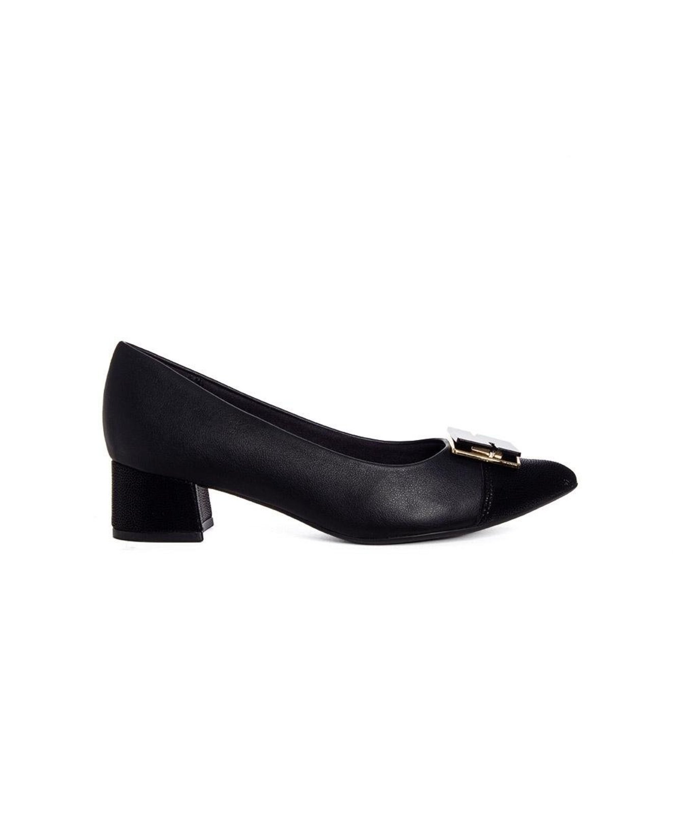 Sapato Scarpin Piccadilly Salto Bloco Preto Incolor