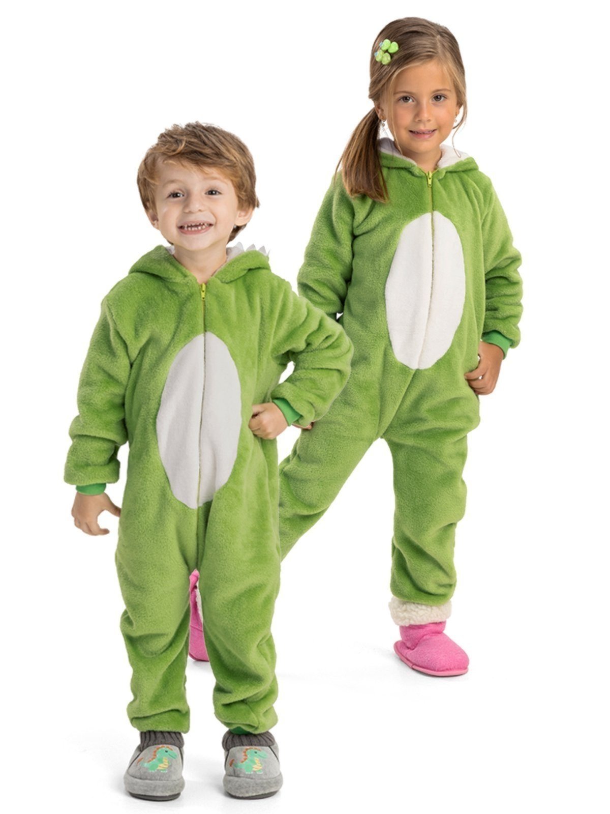 Pijama Macacão Kigurumi Soft Fleece Magicamente Unissex Brilha no Escuro Dinossauro