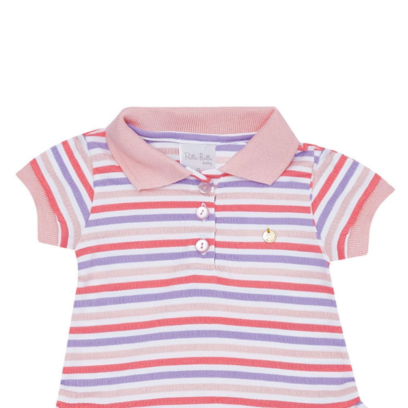 Infantil - Vestido Menina - Listrado Coral - 48613-273 Vermelho