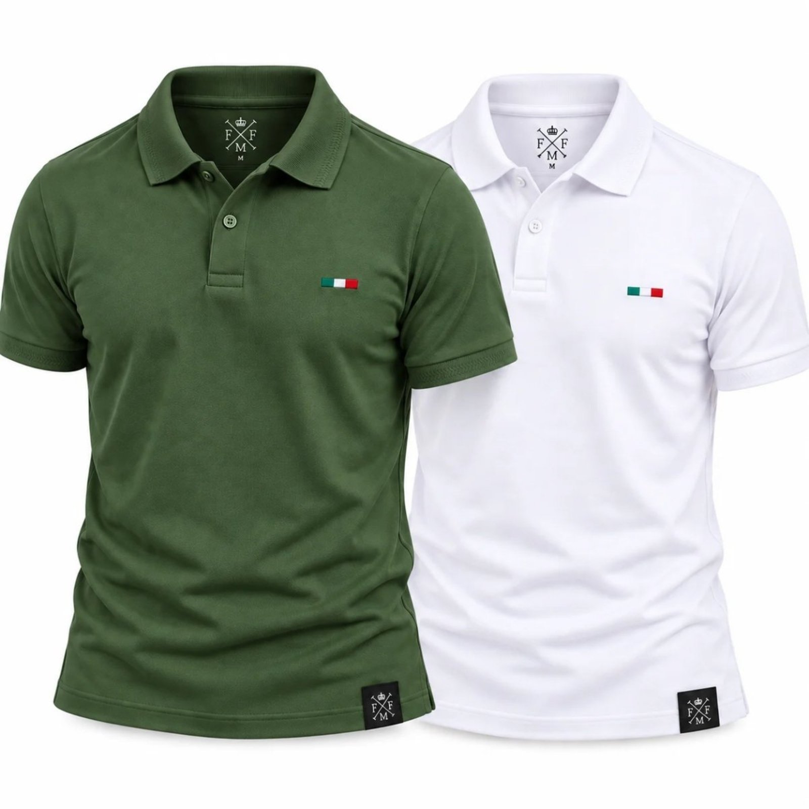 Kit 2 Camisas Polo Masculinas FMF Bordado Itália Verde