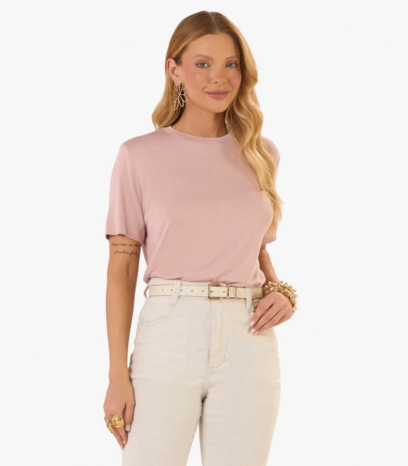 Blusa Feminina Visco Tricot Manga Ampla Rovitex Rosa