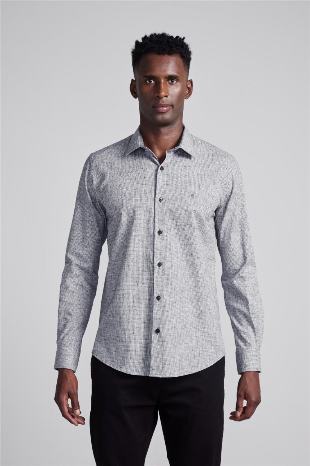 HIGHSTIL Camisa Lisa Slim Fit - Preto