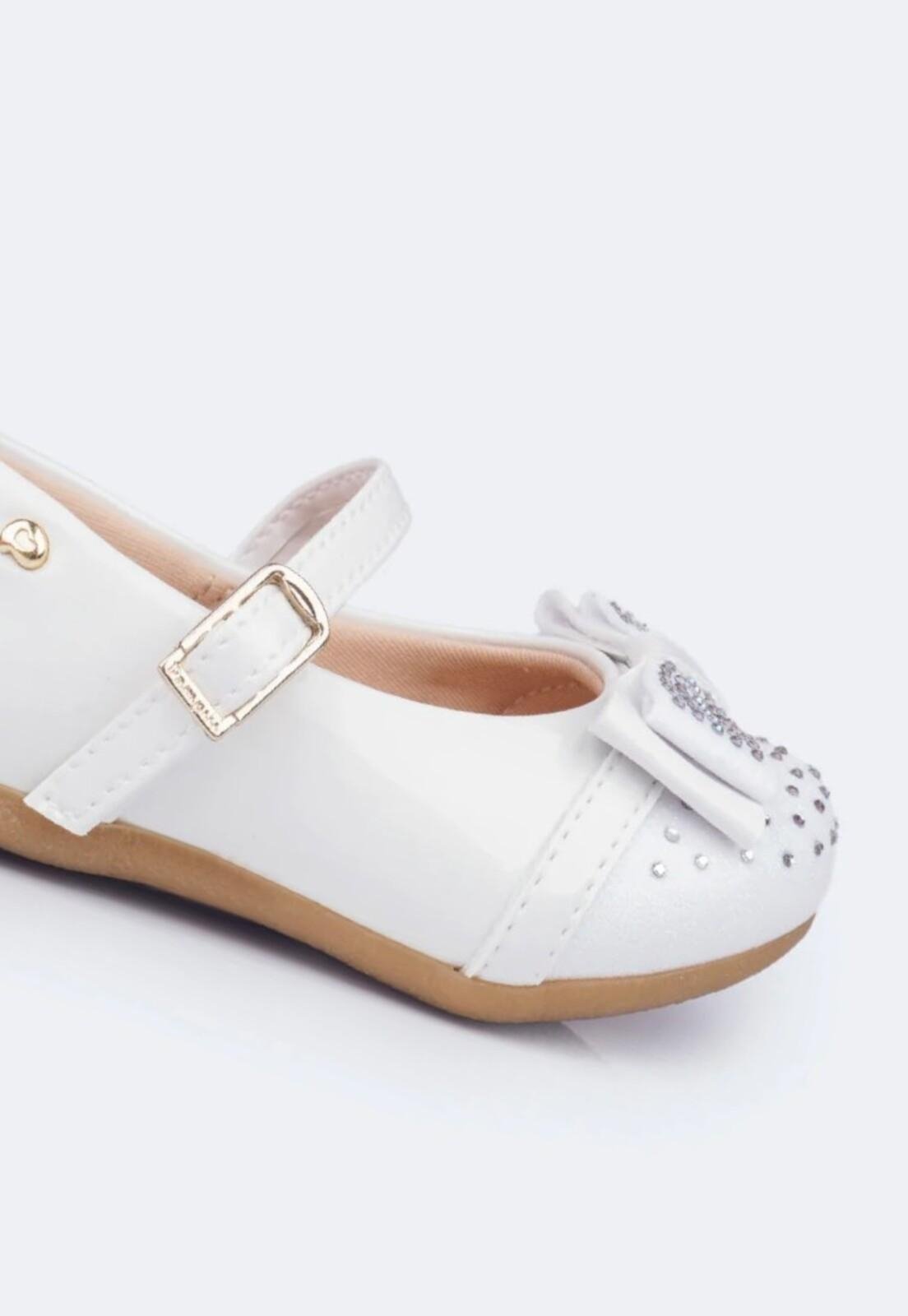 Vista 3 Infantil - Sapato Pampili Mini Angel Laço Duplo Strass Verniz 18 PKT branco PKT branco