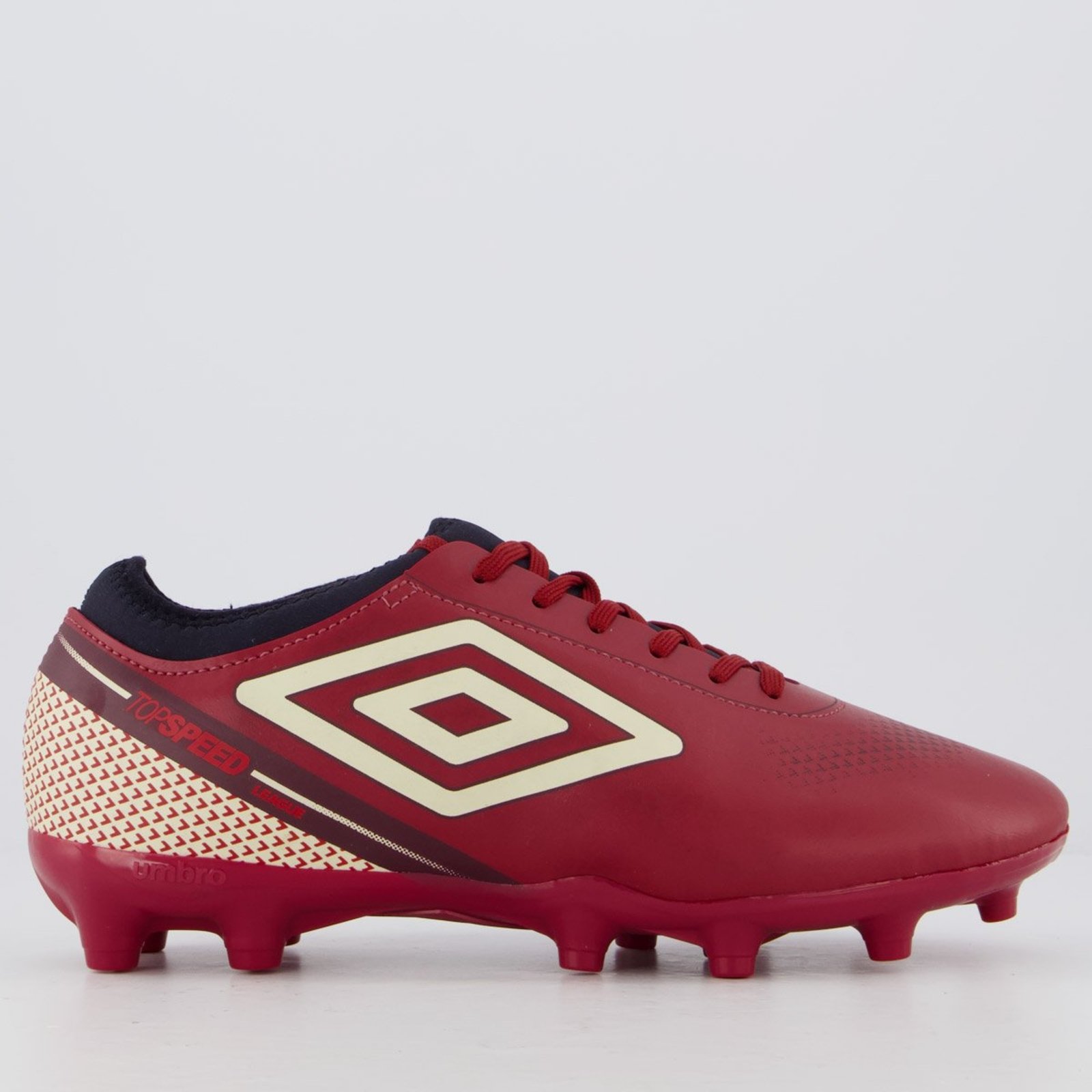 Chuteira Umbro Top Speed League Campo Bordô e Branca