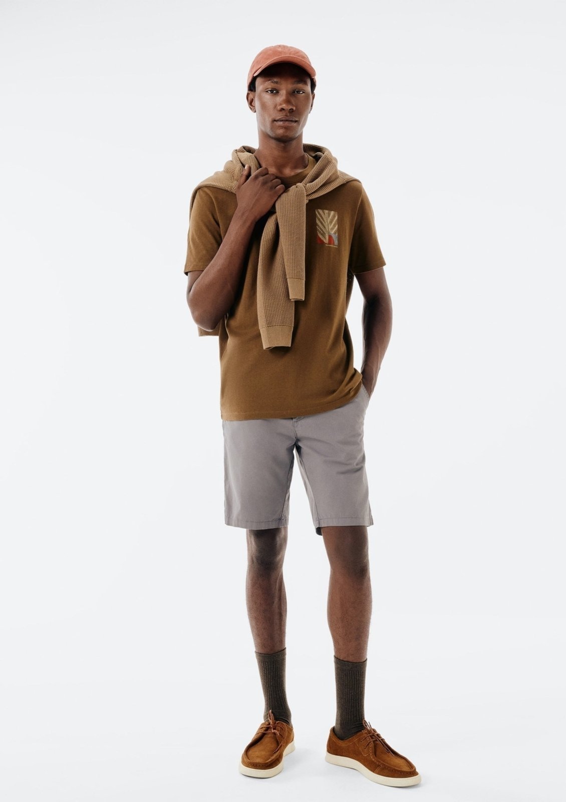 Bermuda Básica Masculina Chino Reta Em Sarja Hering