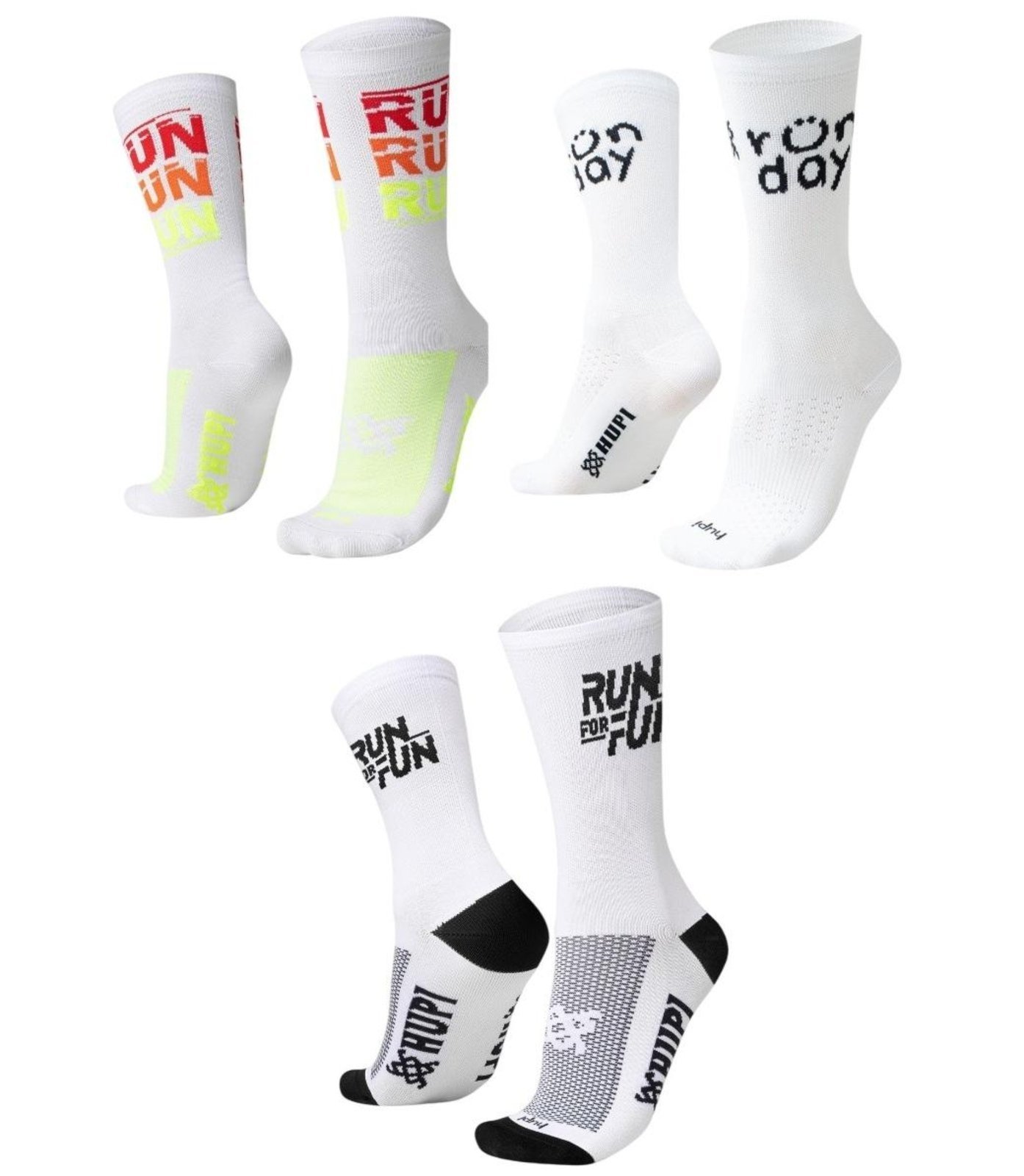 Kit 03 Pares Meia Corrida HUPI Tamanho LT 34-38 Branco Branco