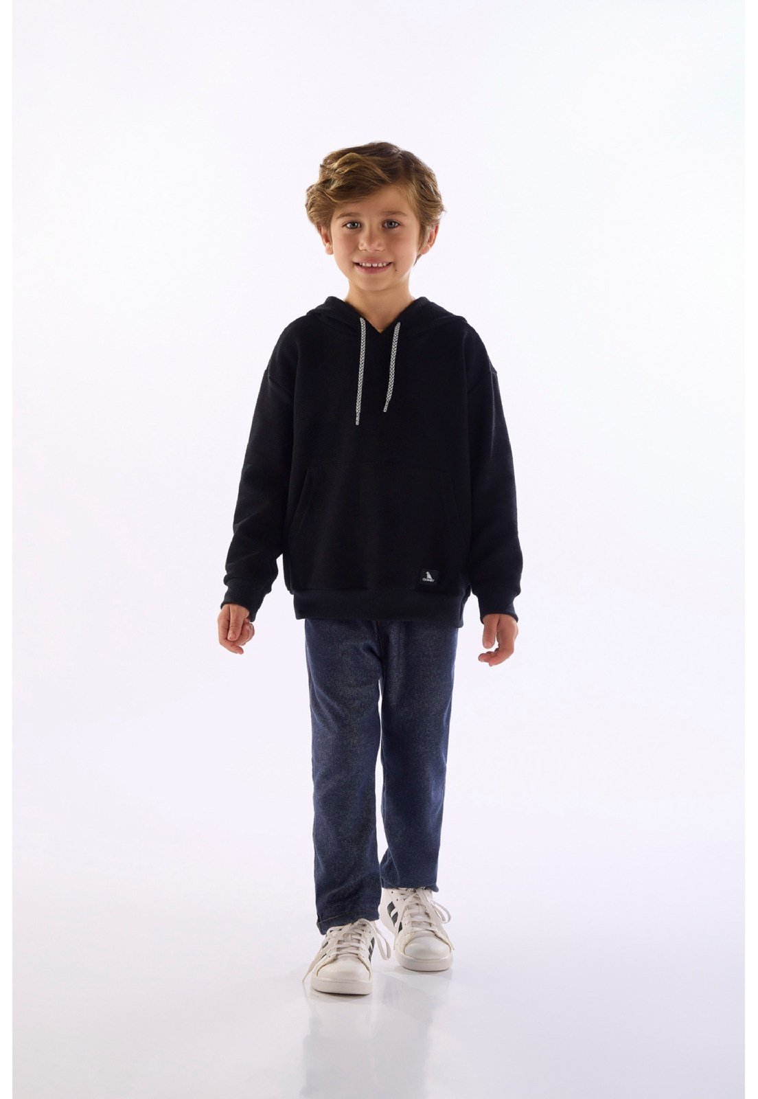 Infantil - Blusão Capuz e Bolso Canguru Quimby Preto