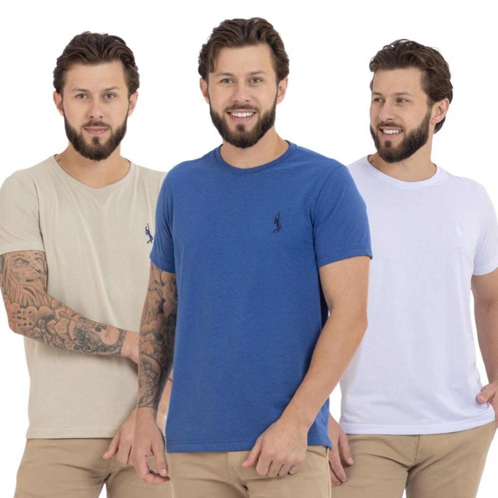 Kit 3 Camiseta Básica Casual Masculina Confortável em Malha Leve