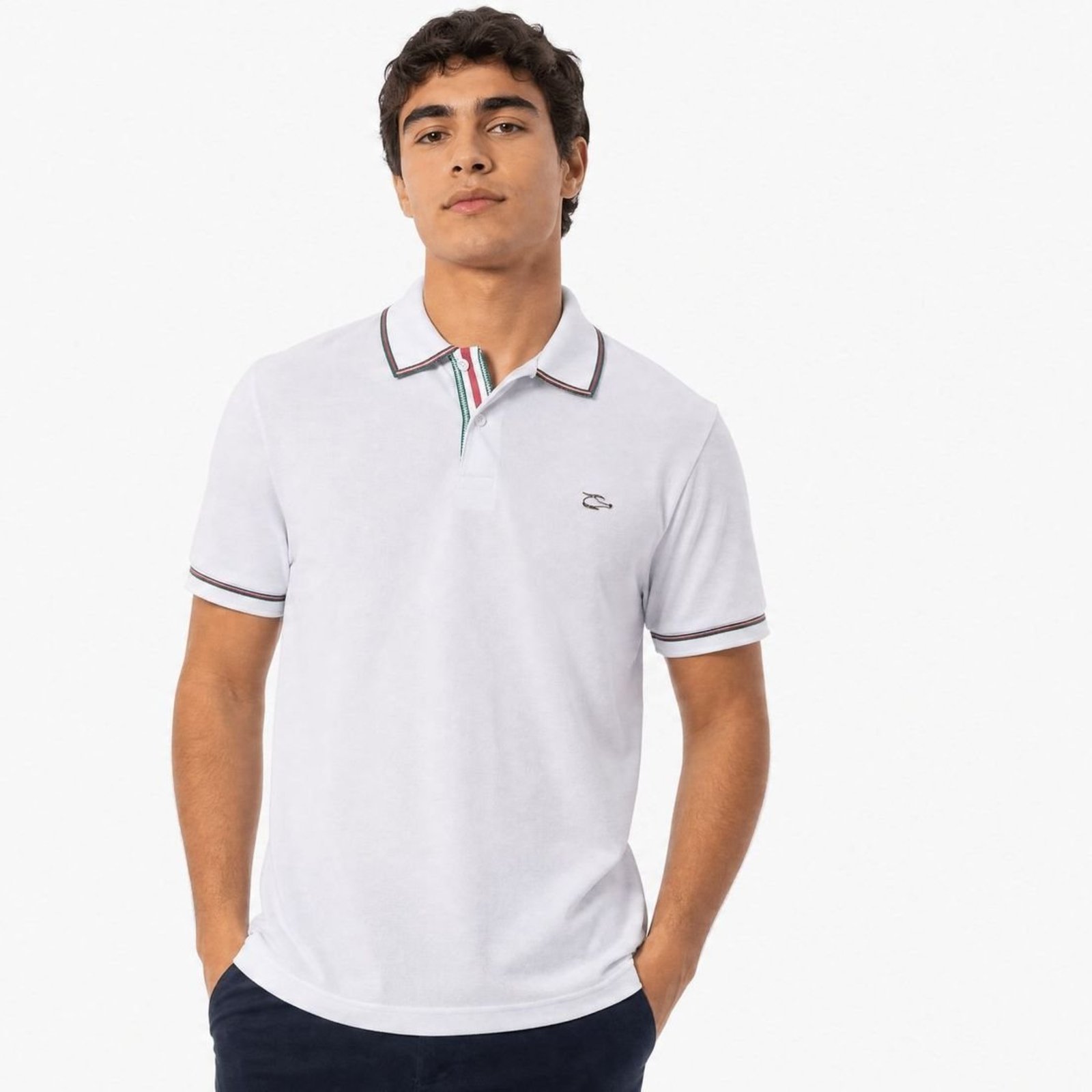 Camisa Polo Masculina Sallo Slim Fit Branca 0071 - Branco - Sallo