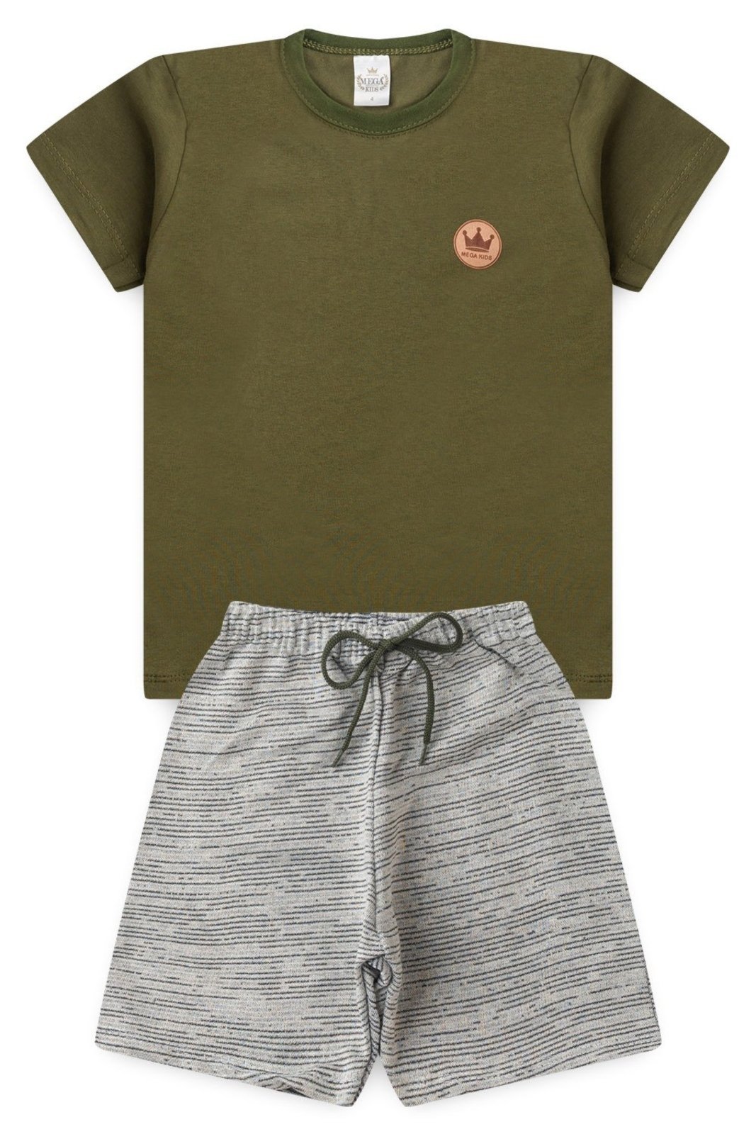 Vista 2 Infantil - Conjunto Verão Masculino Plaquinha MK - Verde Mega Kids unico verde Mega Kids unico verde
