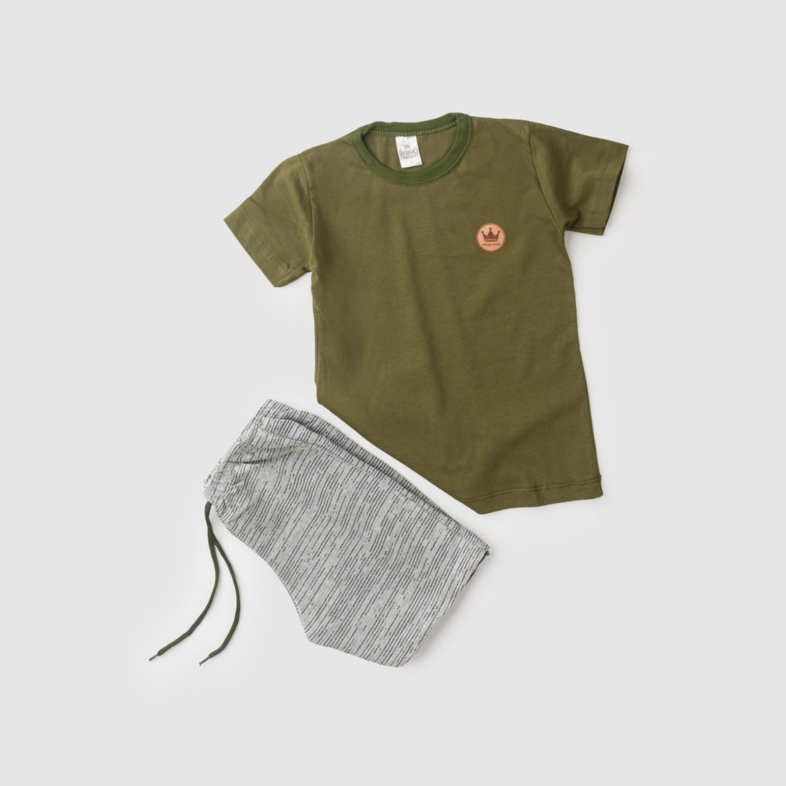 Vista 3 Infantil - Conjunto Verão Masculino Plaquinha MK - Verde Mega Kids unico verde Mega Kids unico verde