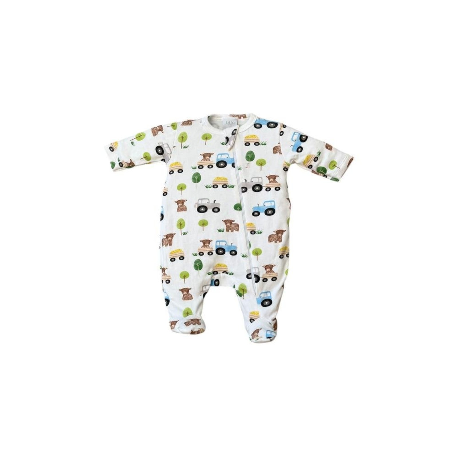Infantil - Macacão Longo com Pé Estampa Fazendinha Tilly Baby Branco P Branco