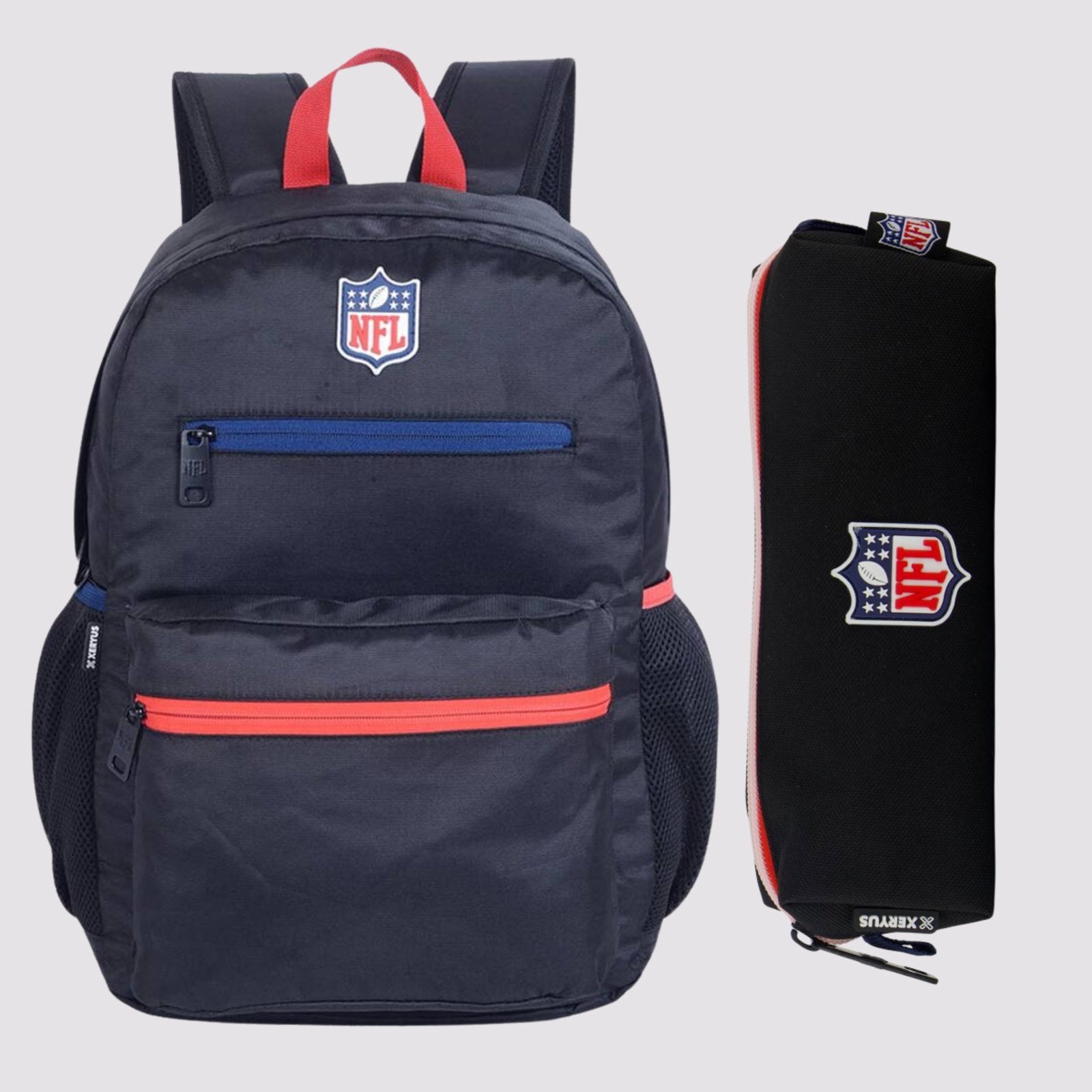 Infantil - Kit Mochila e Estojo NFL Esportivo Preta