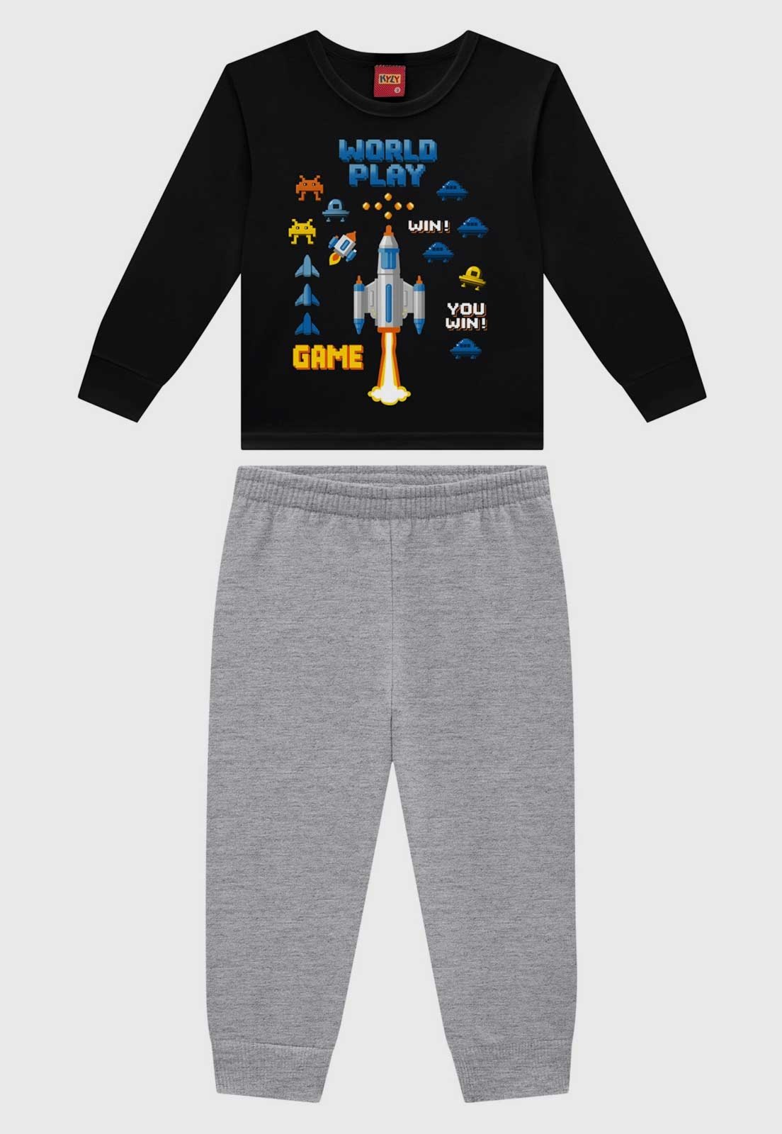 Infantil - Conjunto Kyly Estampa Espacial Preto