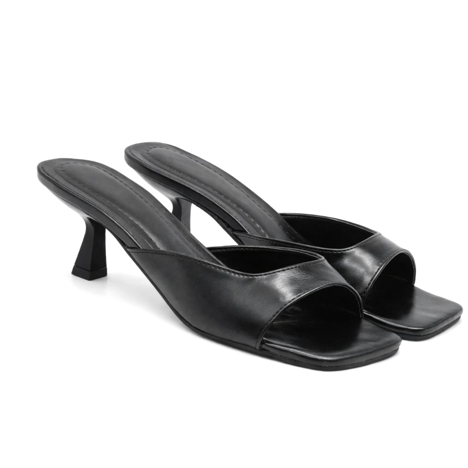 Tamanco Feminino Dedo Salto Kitten Heels 5414 Intense Preto Flor Da Pele