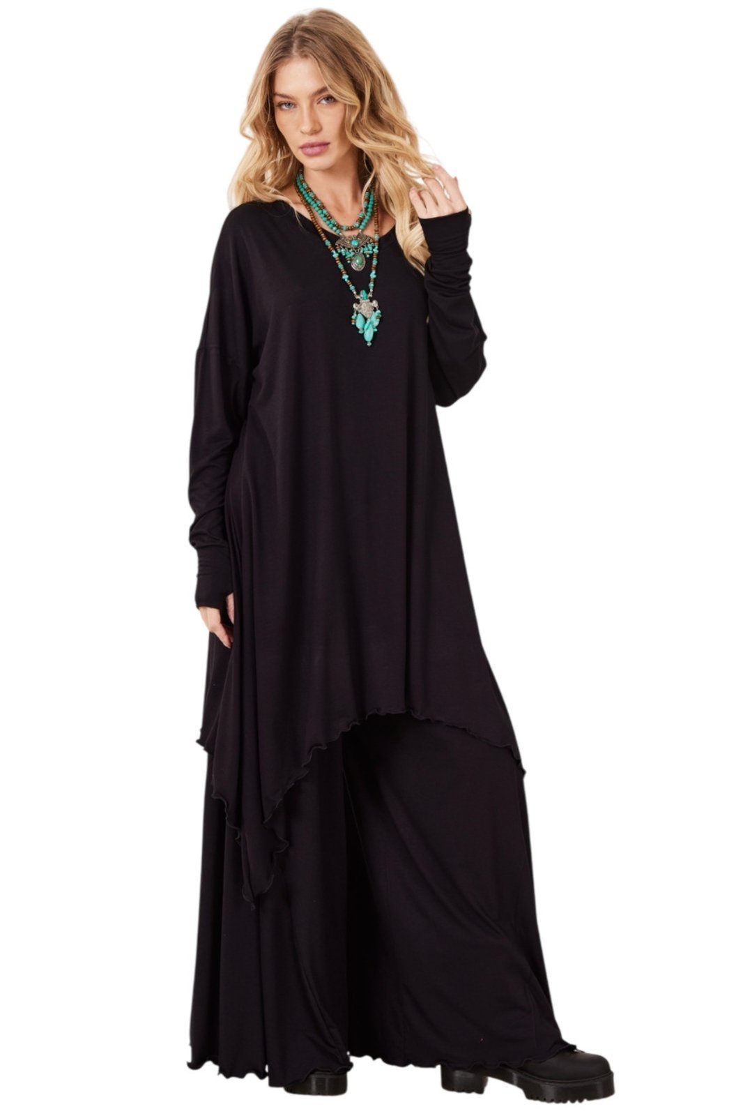 Vestido Curto Com Pontas Laterais Preto Yacamim E15 Liso – Preto
