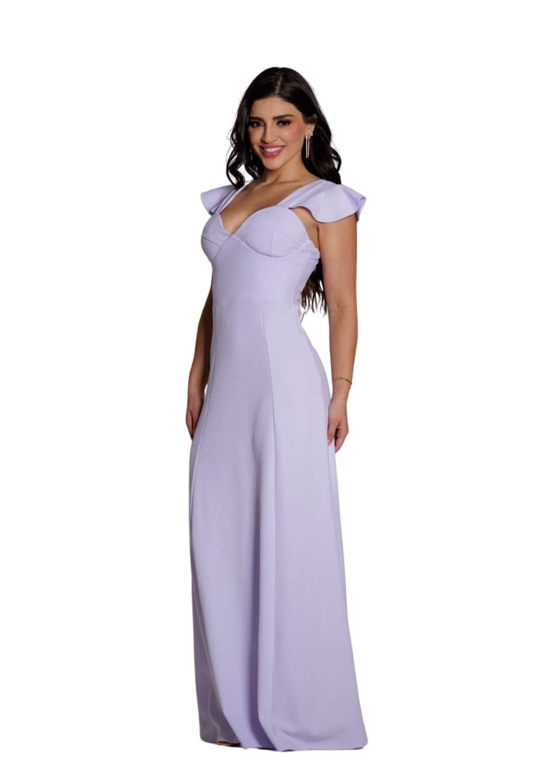 Vestido Longo Festa Meia taça Noivas Noivado Casamento Tubinho Sereia com Manguinha Lauanely Branco