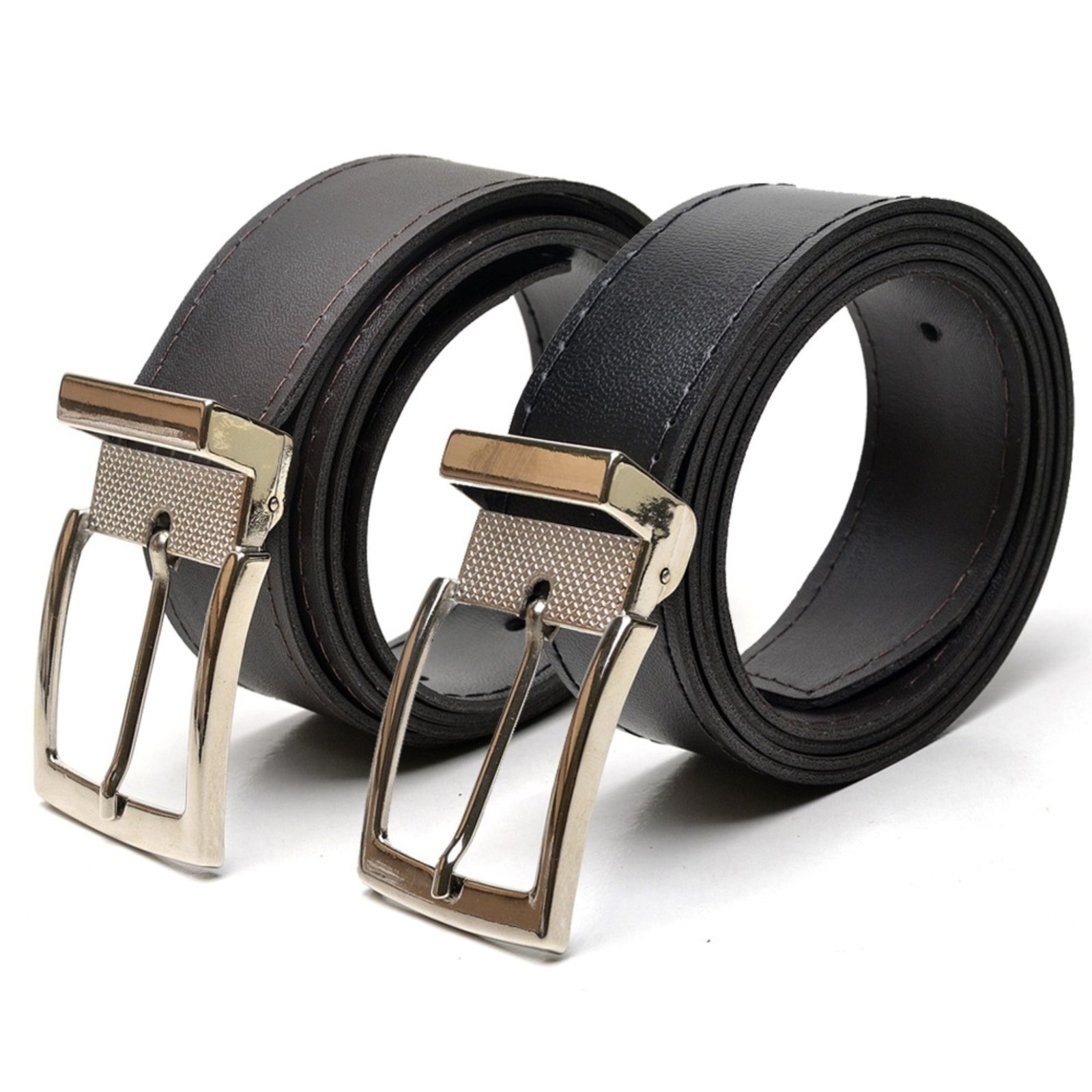 Kit 2 Cinto Social Masculino Dupla Face Preto/Café