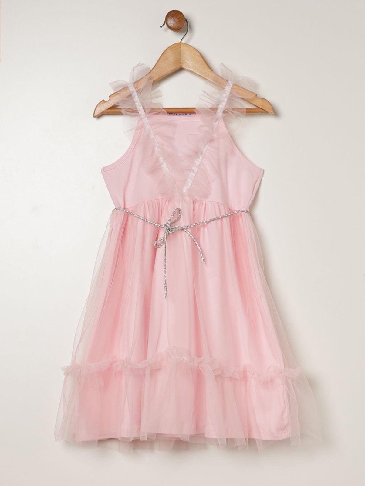 Infantil - Vestido Cotton Com Tule Para Menina- ROSA CLARO