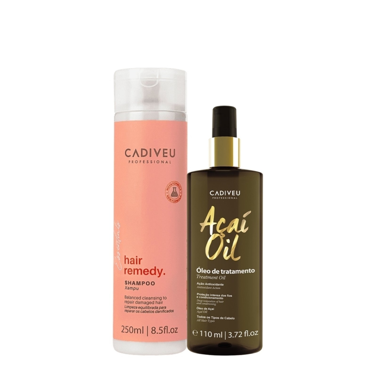 Vista 2 Kit Cadiveu Essentials Hair Remedy Shampoo e Açaí Oil 110 (2 produtos) Cadiveu Professional multicolorido Cadiveu Professional multicolorido