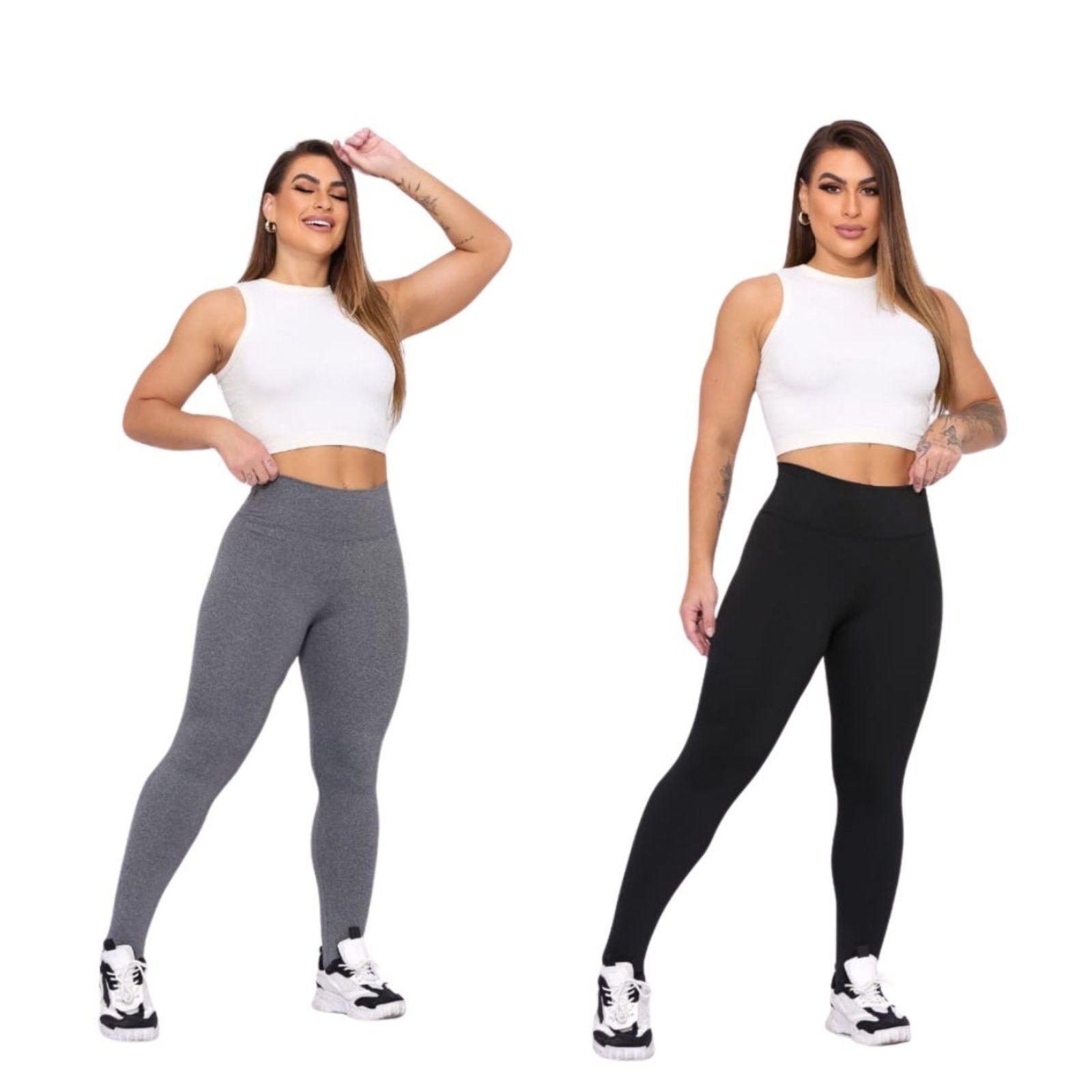 Kit 2 Calças Leggings Feminina Esportiva Alleppo Jeans