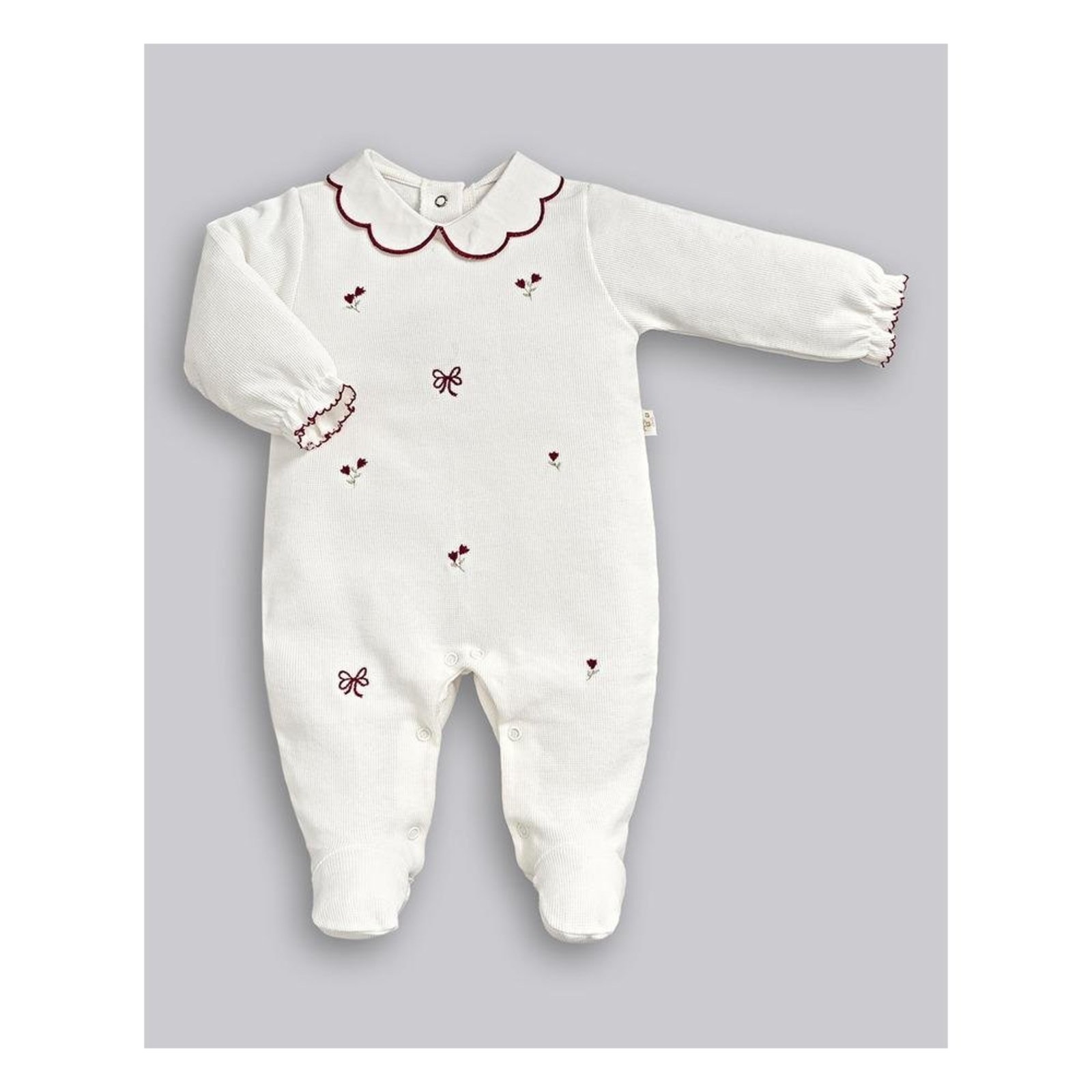 Infantil - Macacão Longo Gola Bordados Anjos Baby P Vermelho
