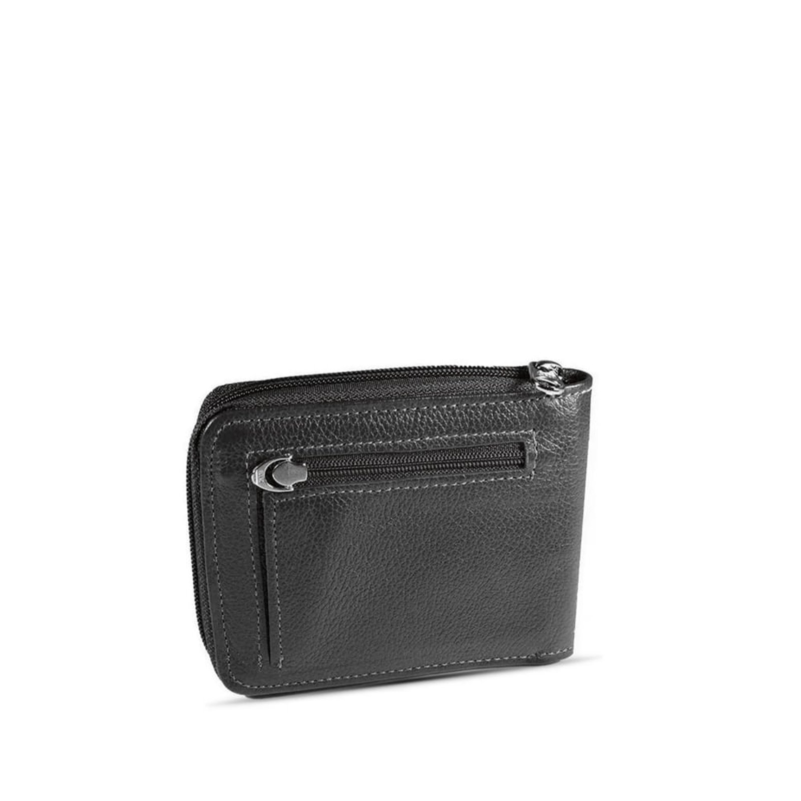 Vista 3 Carteira Masculina Fasolo em Couro com Zíper H014 preto Fasolo preto
