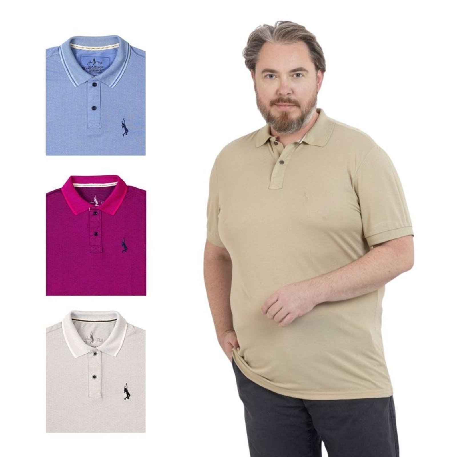Kit 4 Camisa Polo Plus Masculina Dia a Dia