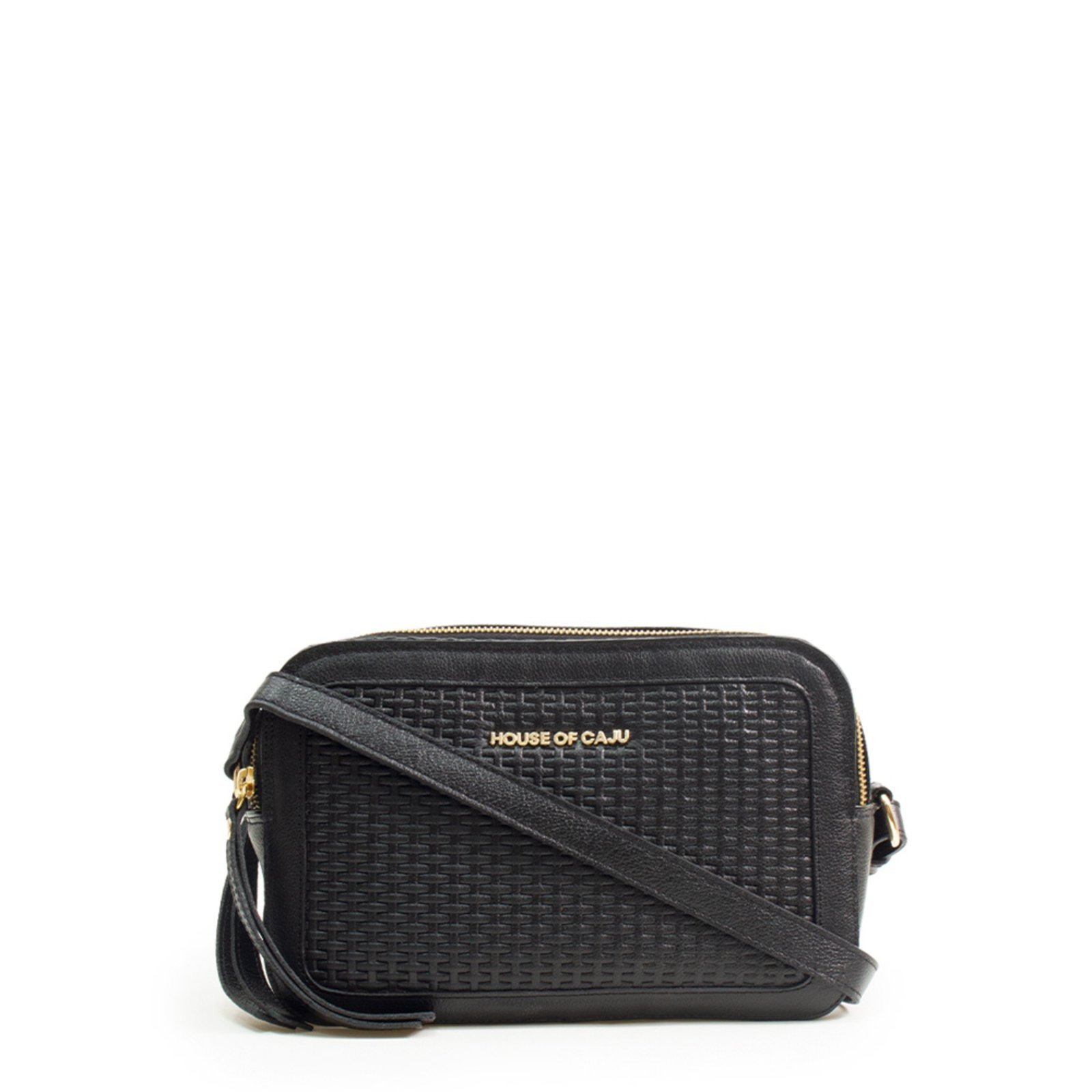Bolsa Feminina Em Couro Transversal Preta “Waleska Slemer”””
