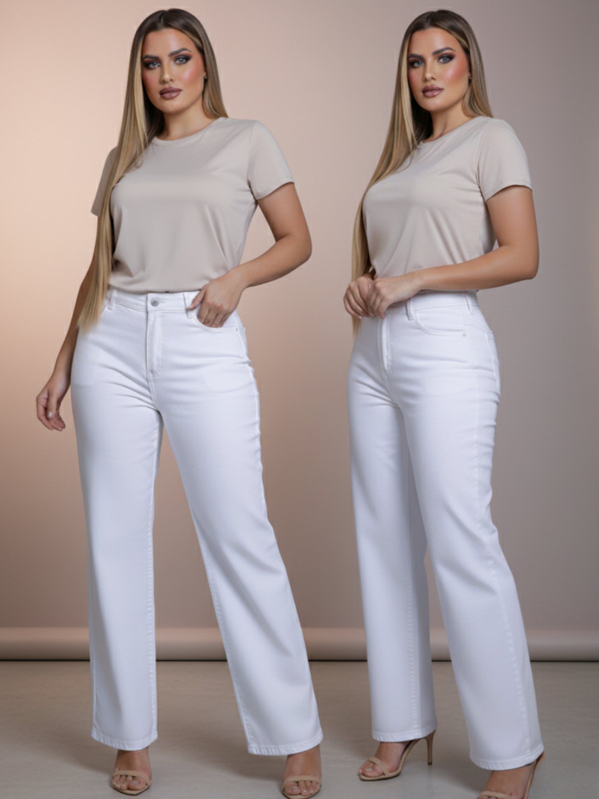 Widleg Sarja Kiridas Jeans Feminina Confortavel Elegânte e Estilosa Para Todos os Momentos Branco