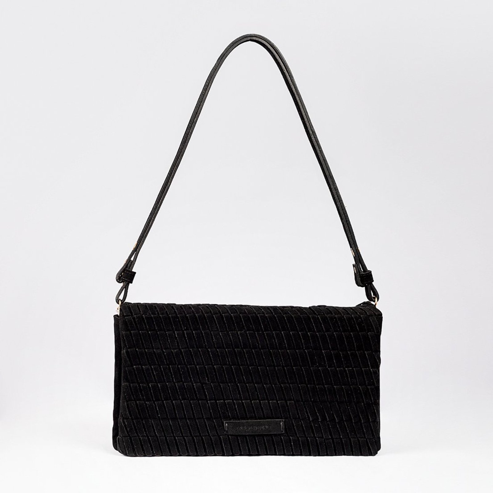 Bolsa Shoulder Bag Anne Camurça Trançada Média Tiracolo de Ombro e Clutch Giulia Bardo Preto
