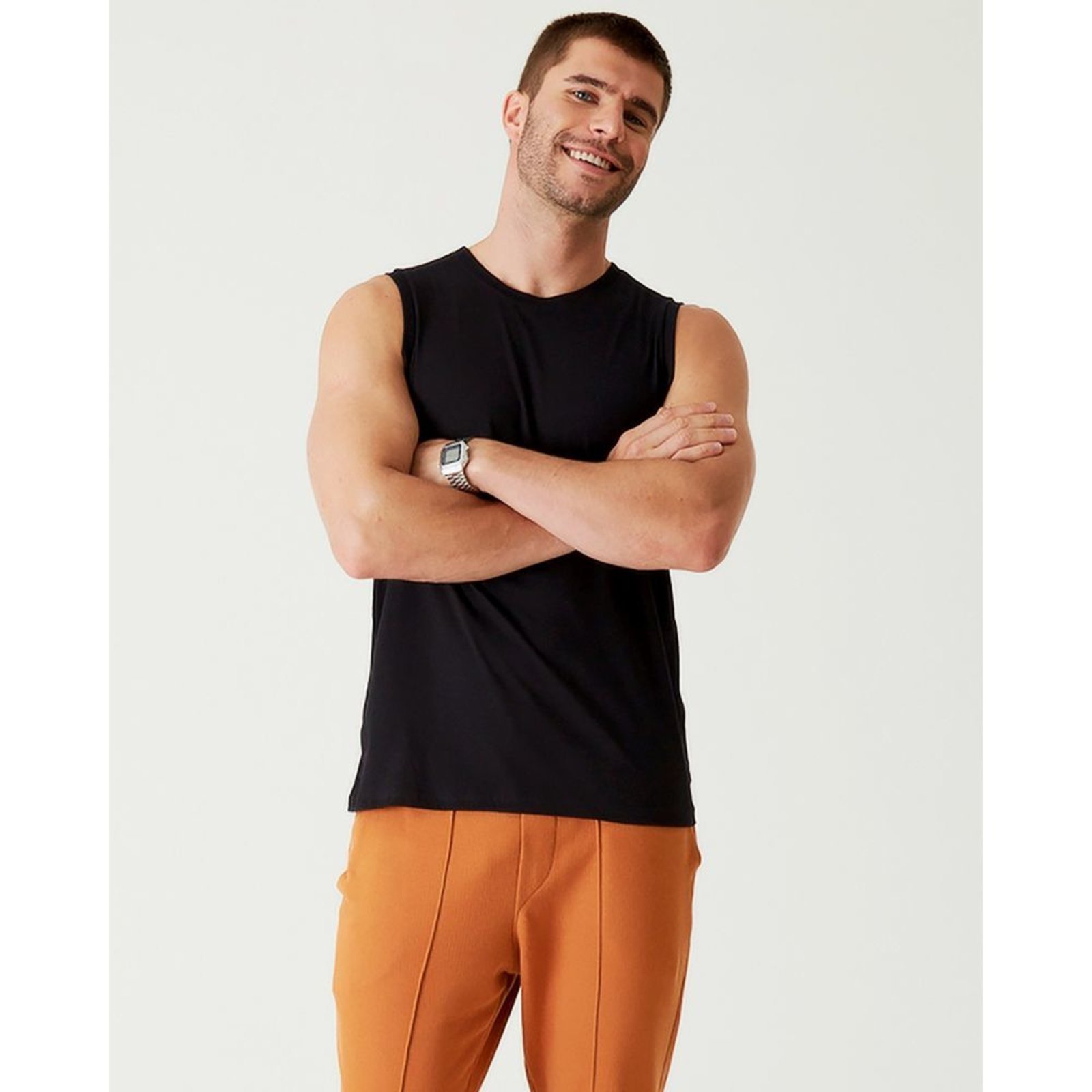 Regata Básica Masculina Cava Ajustada Em Algodão