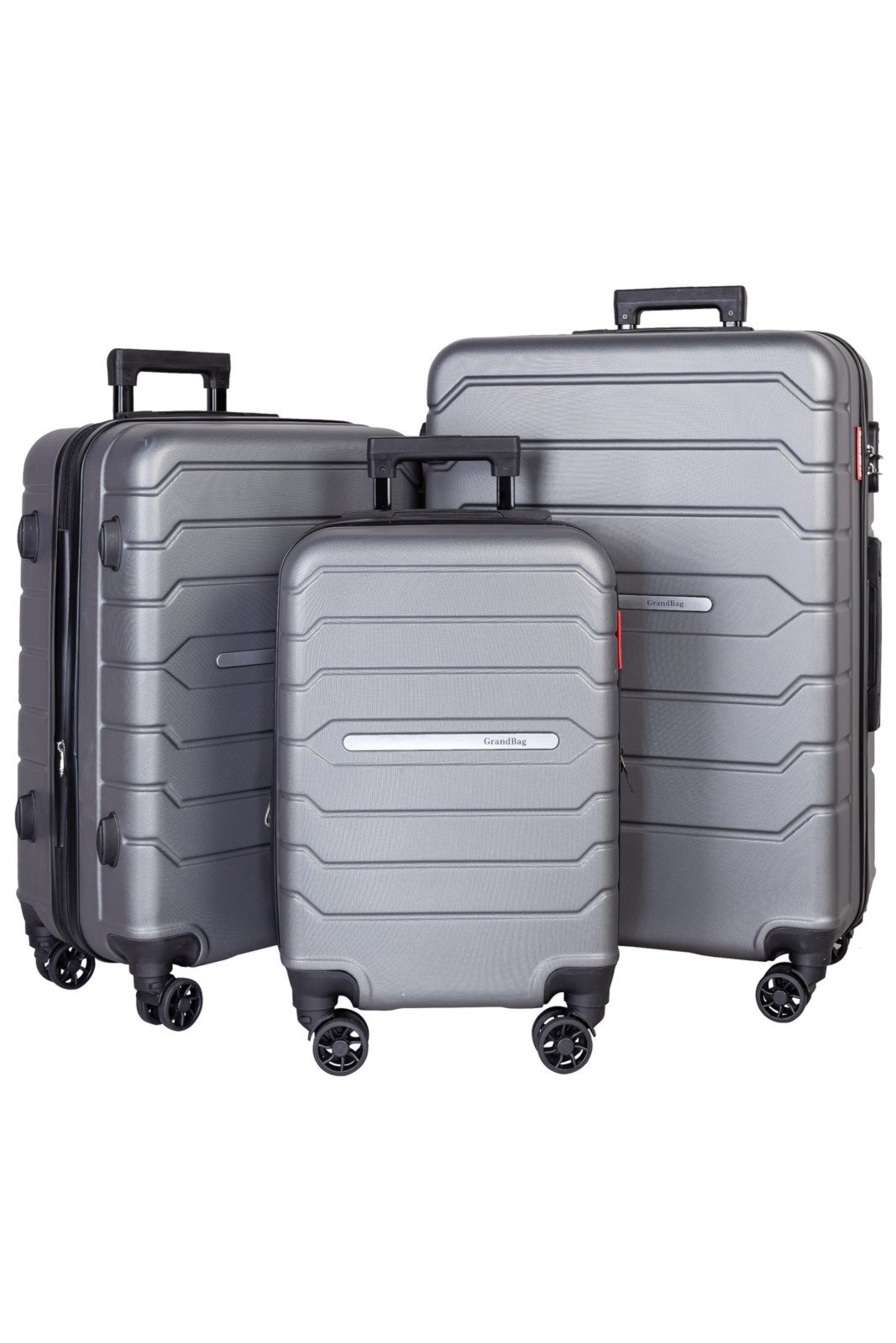 Vista 2 Kit Enluaze 3 Malas De Viagem Abs 20" 24"" 28"" Arizona - Chumbo" vermelho Enluaze vermelho