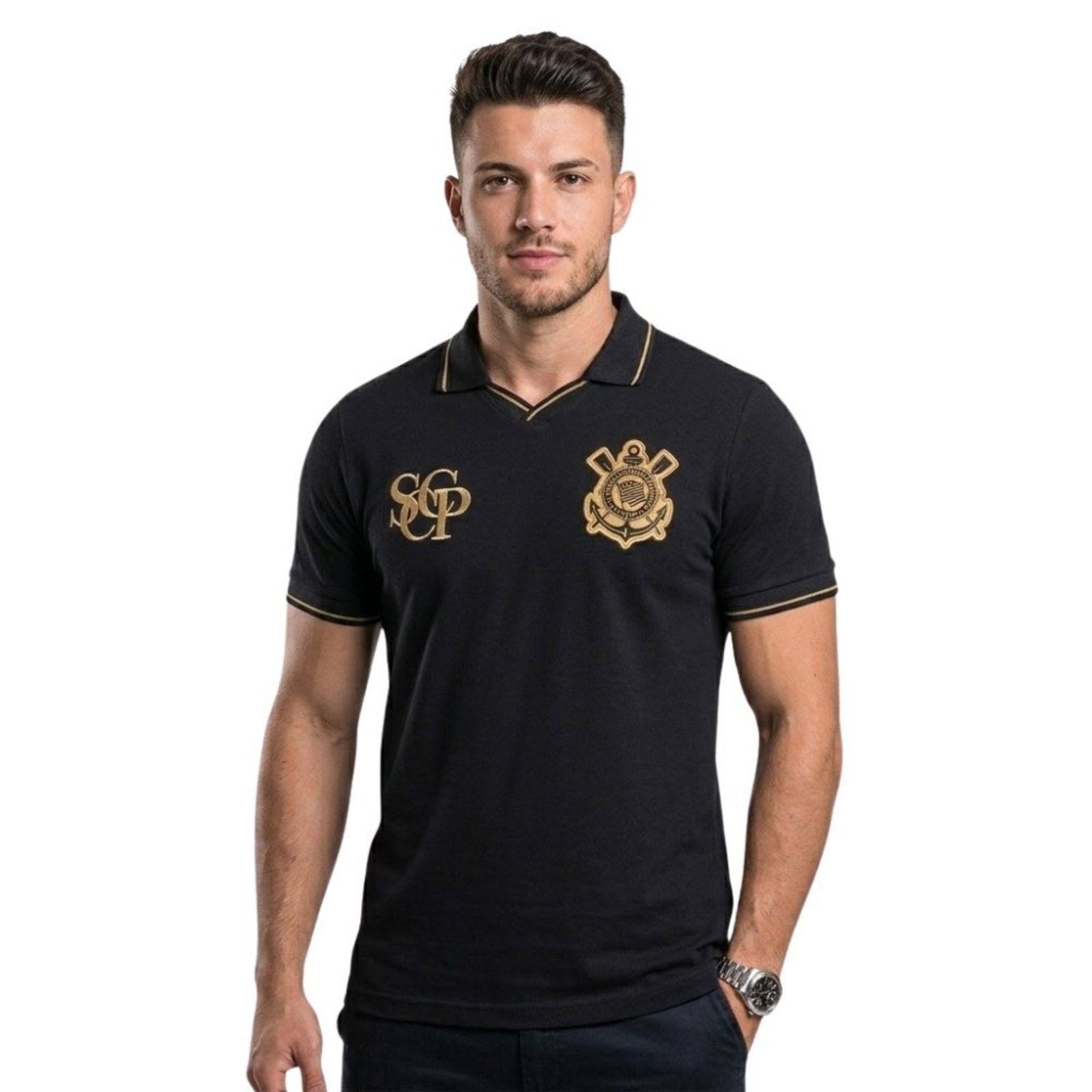 Polo Coimbra Corinthians Logo Masculino - 33214
