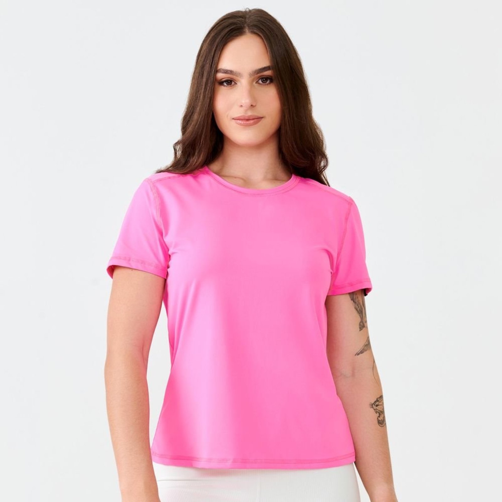 Camiseta Com Costura Flat Seamer Rosa Cristal Poliamida Soft Donna Carioca